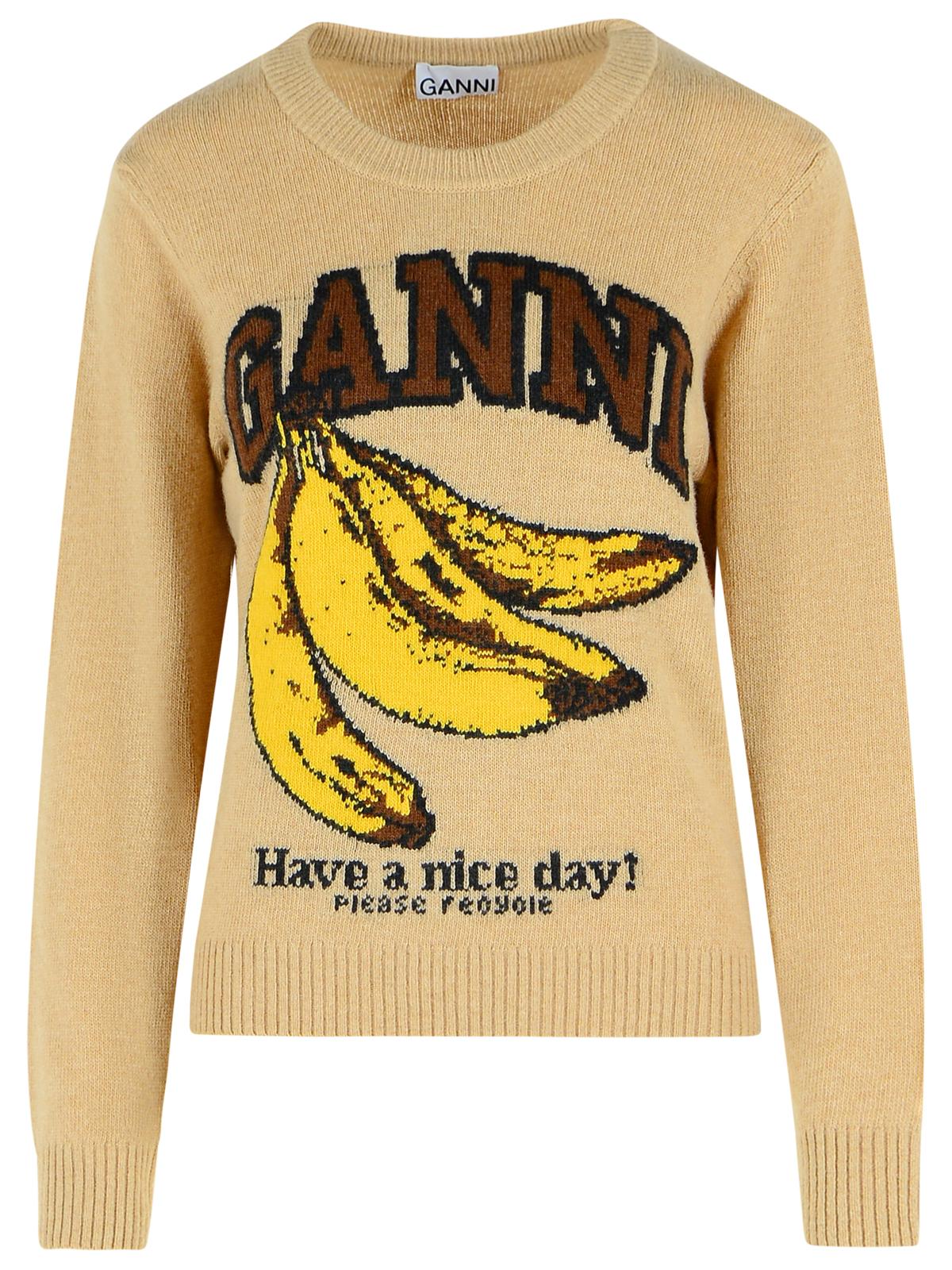 Ganni Beige Wool Blend Sweater Women GANNI