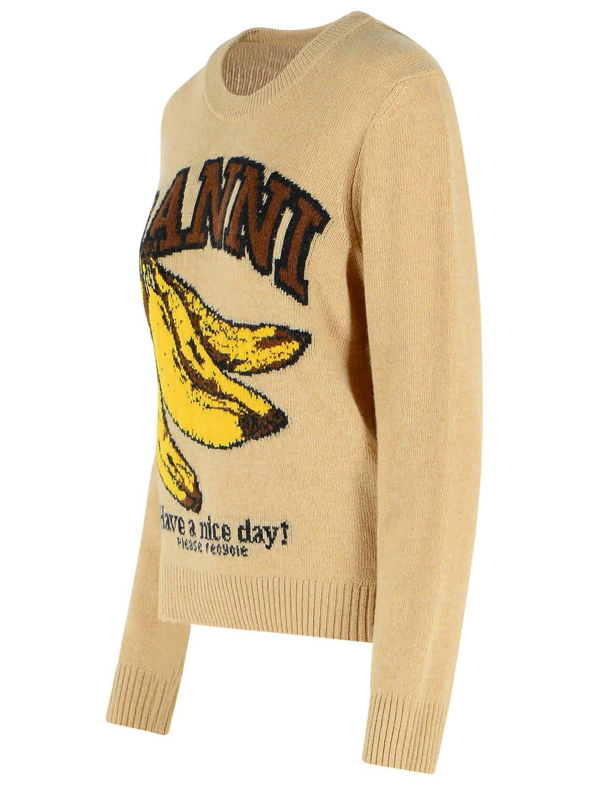 Ganni Beige Wool Blend Sweater Women GANNI