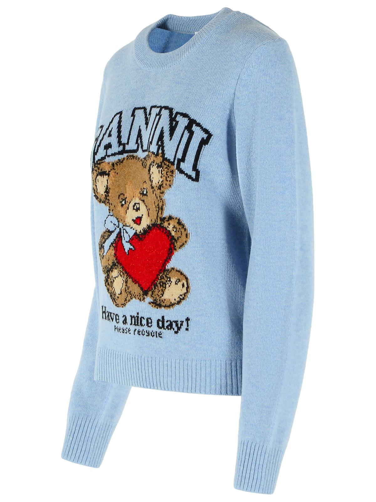 Ganni Light Blue Wool Blend Sweater Women GANNI