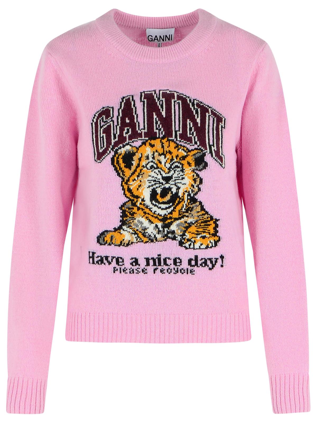 Ganni Pink Wool Blend Sweater Women GANNI