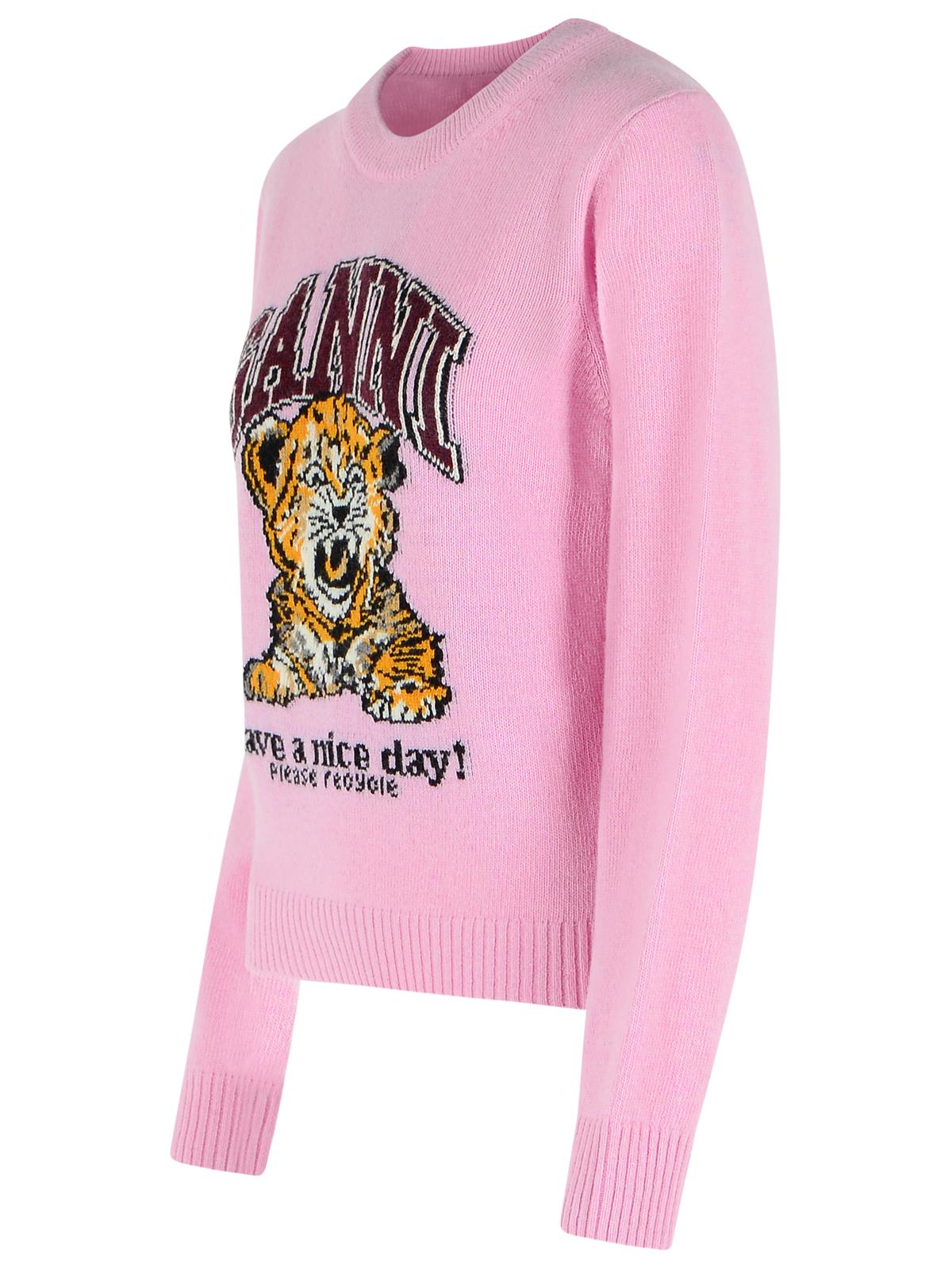 Ganni Pink Wool Blend Sweater Women GANNI