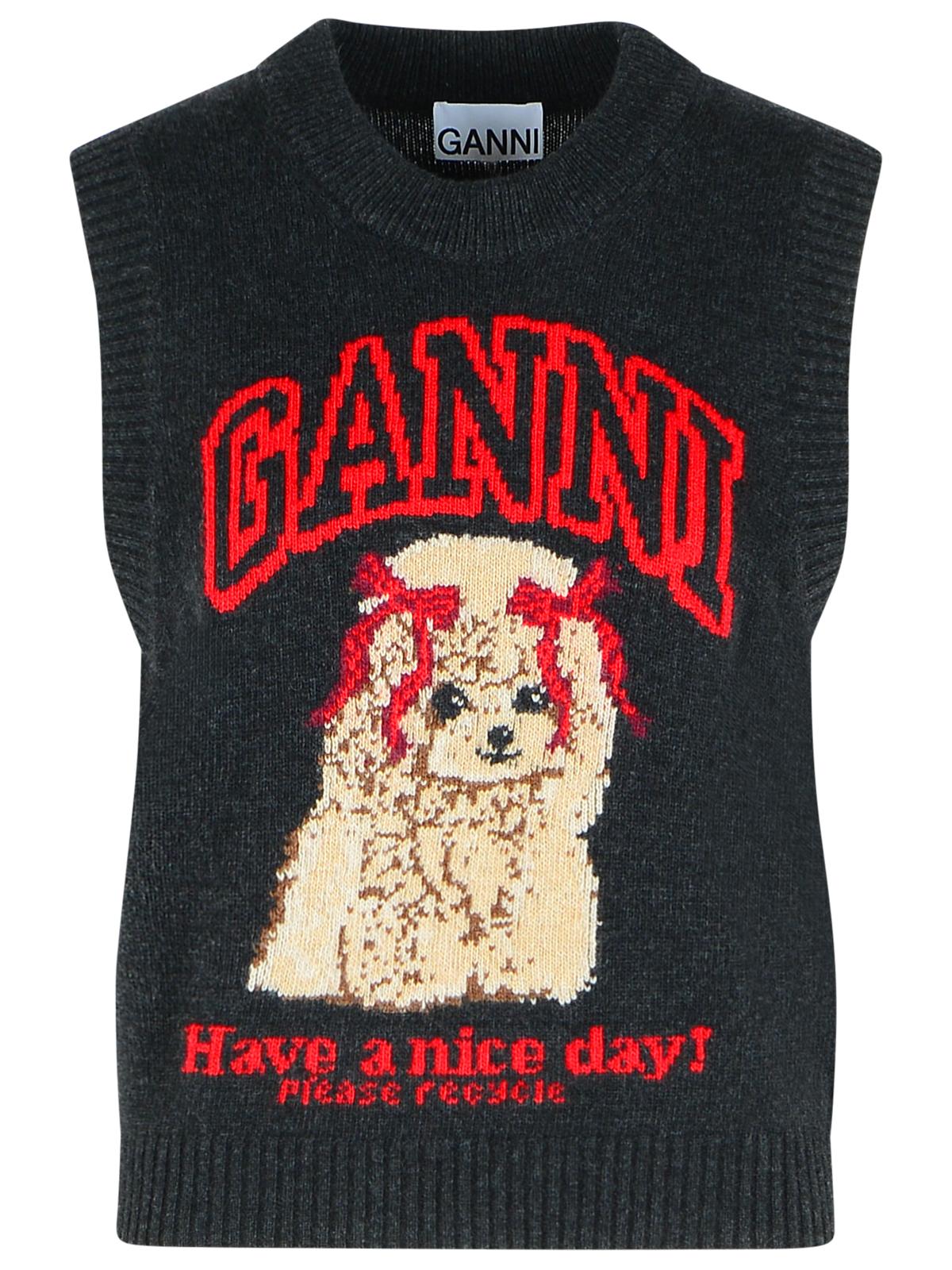 Ganni Black Wool Blend Vest Women GANNI