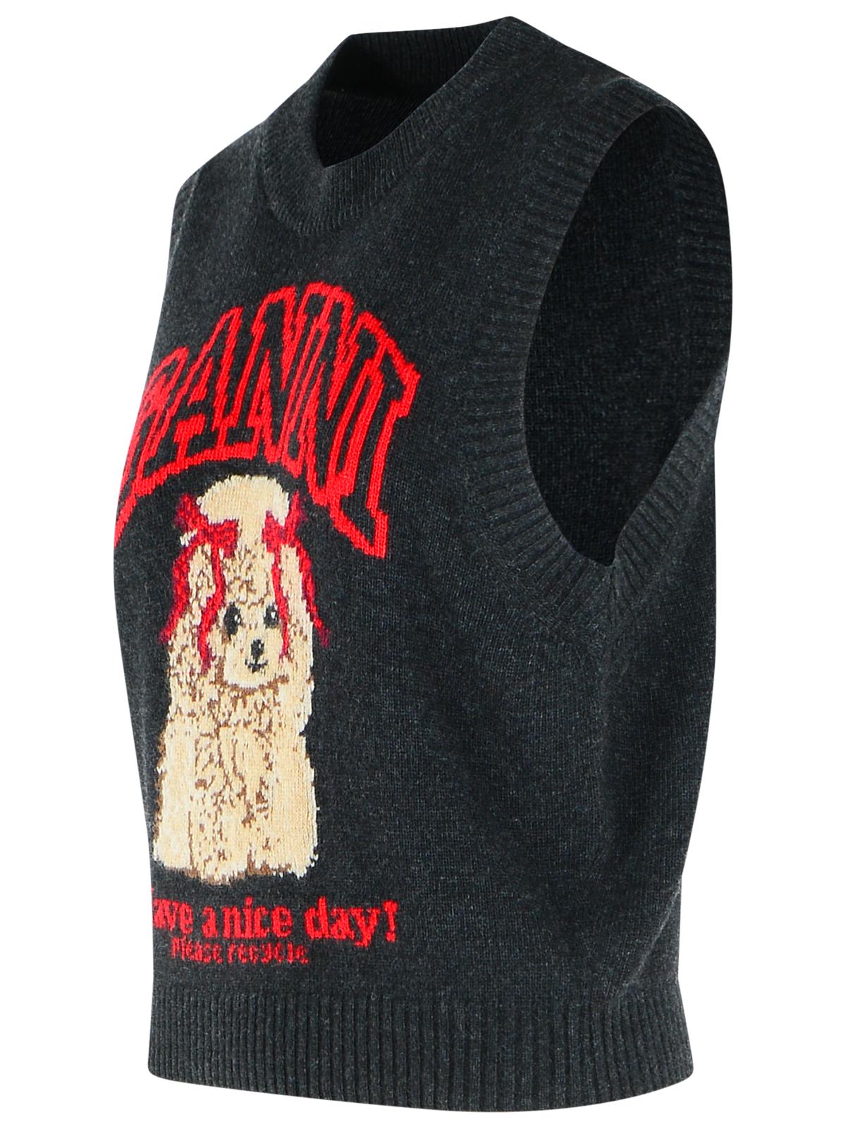 Ganni Black Wool Blend Vest Women GANNI