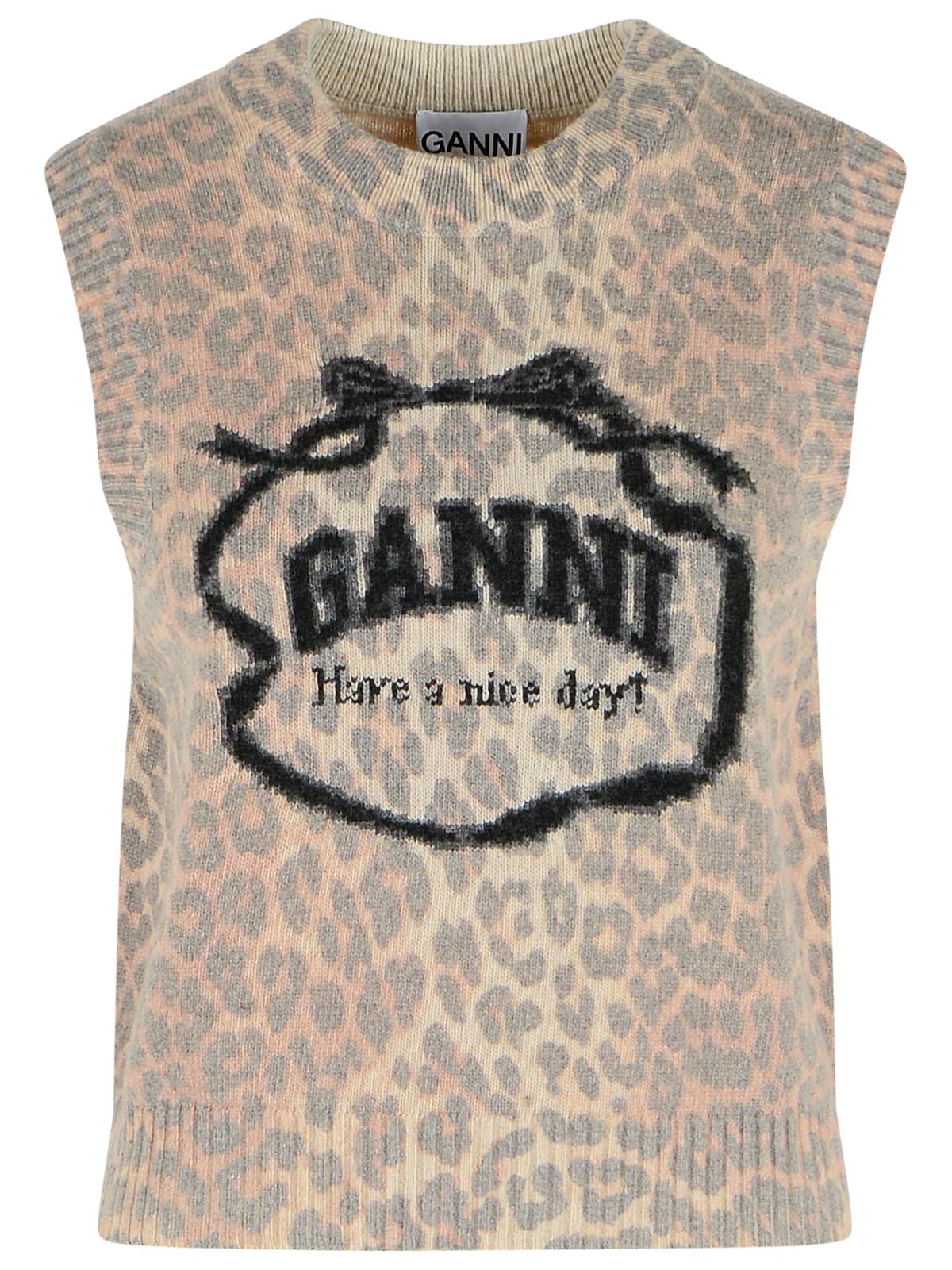 Ganni 'Leopard' Wool Blend Vest Women GANNI