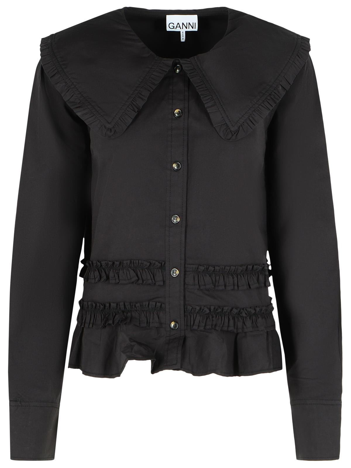 Ganni Black Cotton Shirt Women GANNI