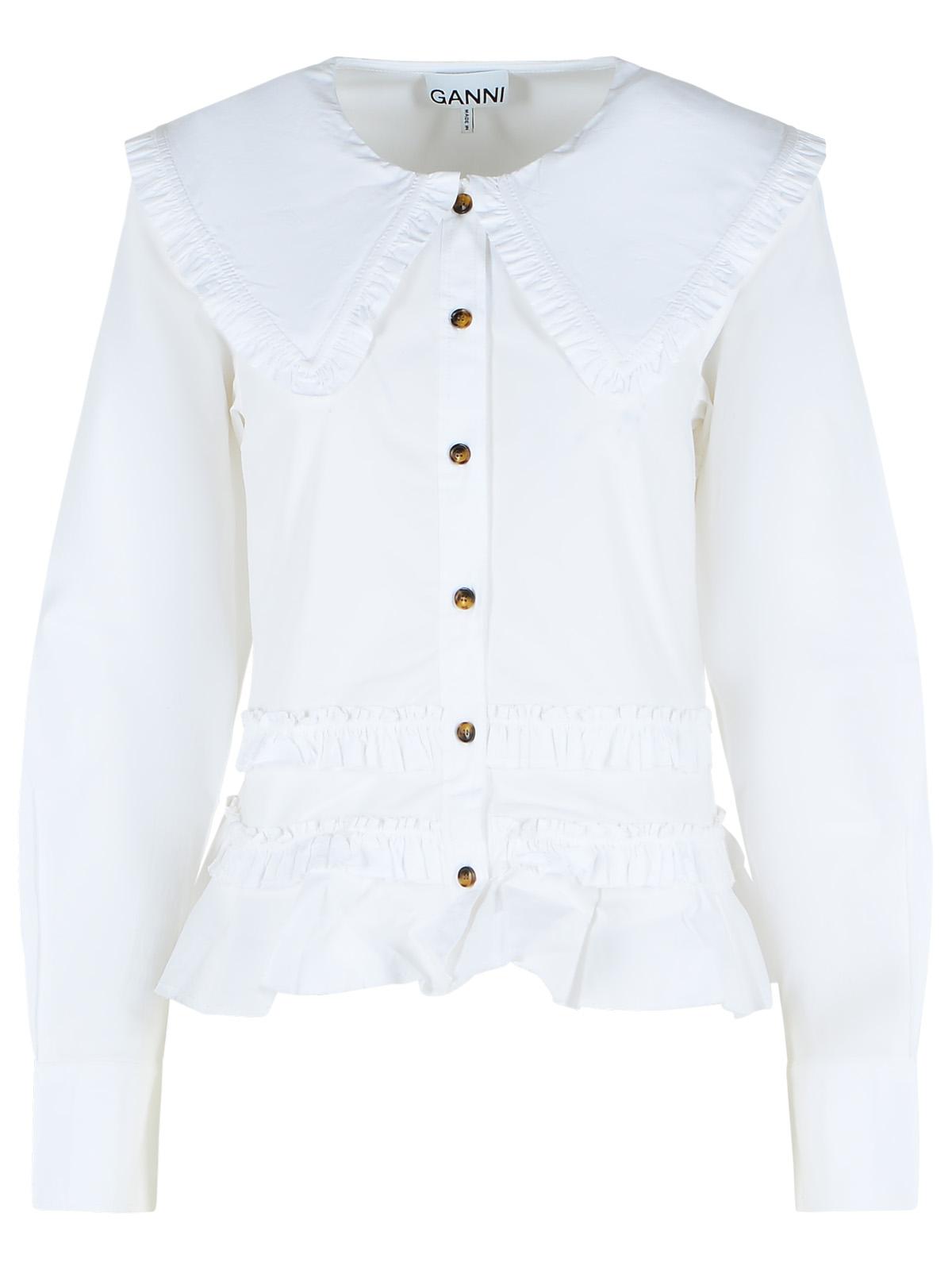Ganni White Cotton Shirt Women GANNI