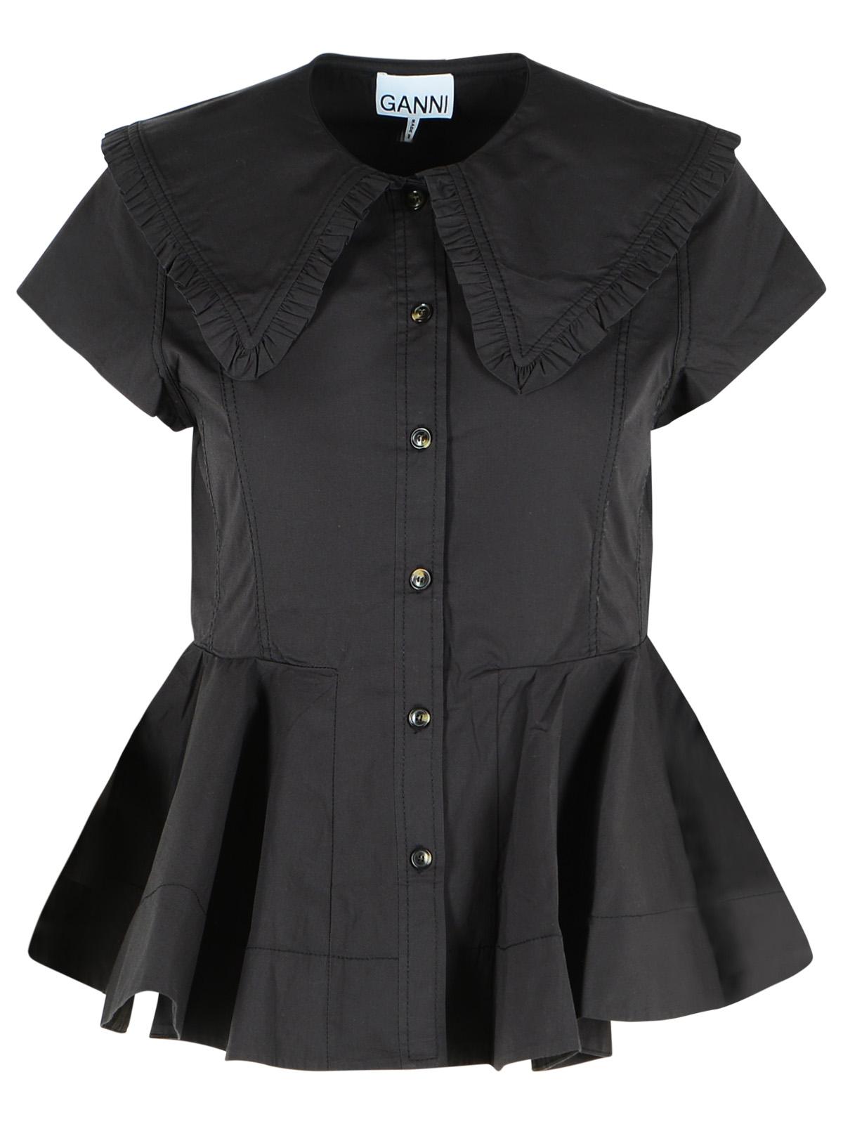 Ganni Black Cotton Shirt Women GANNI