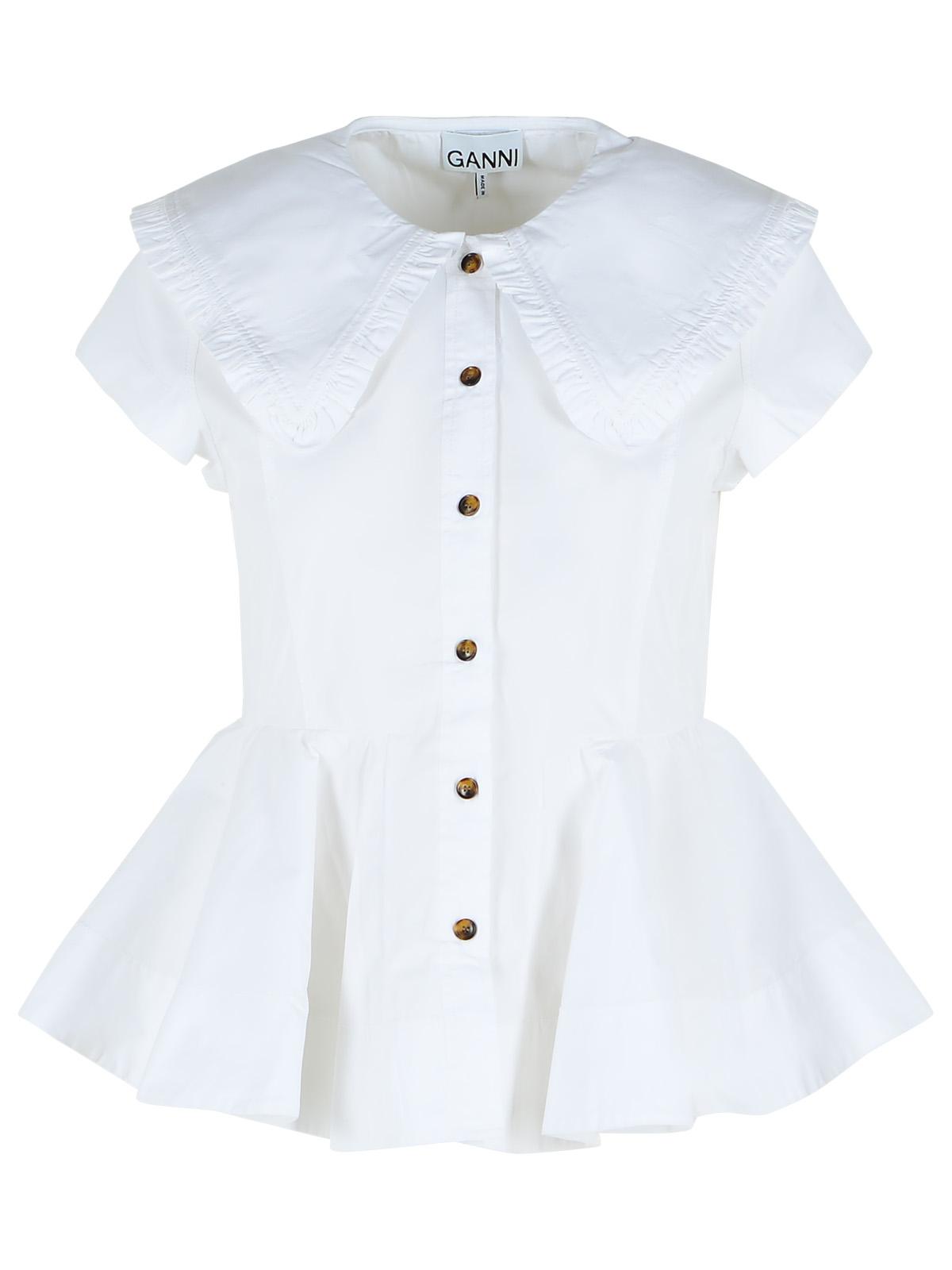 Ganni White Cotton Shirt Women GANNI