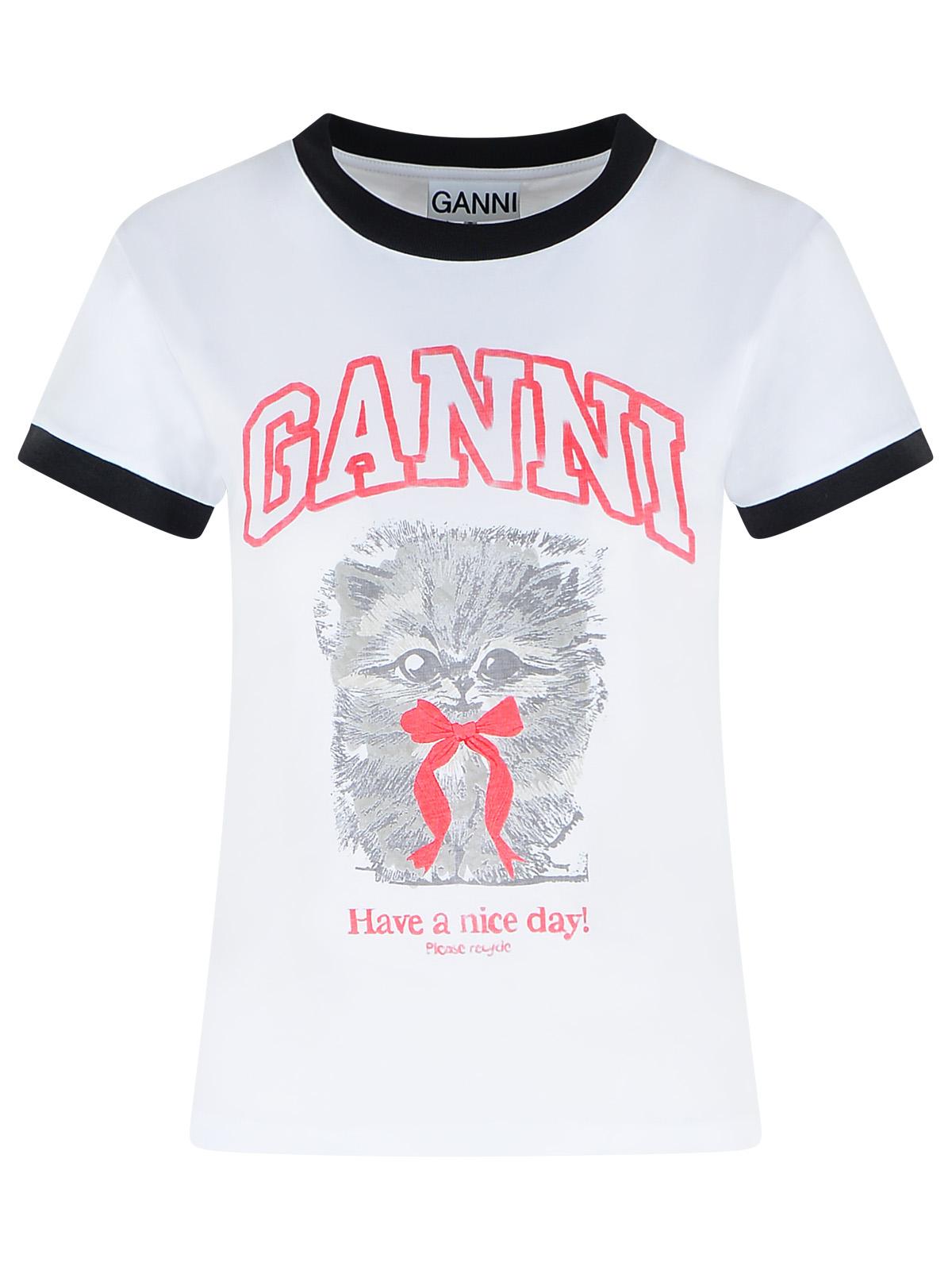 Ganni White Cotton T-Shirt Women GANNI