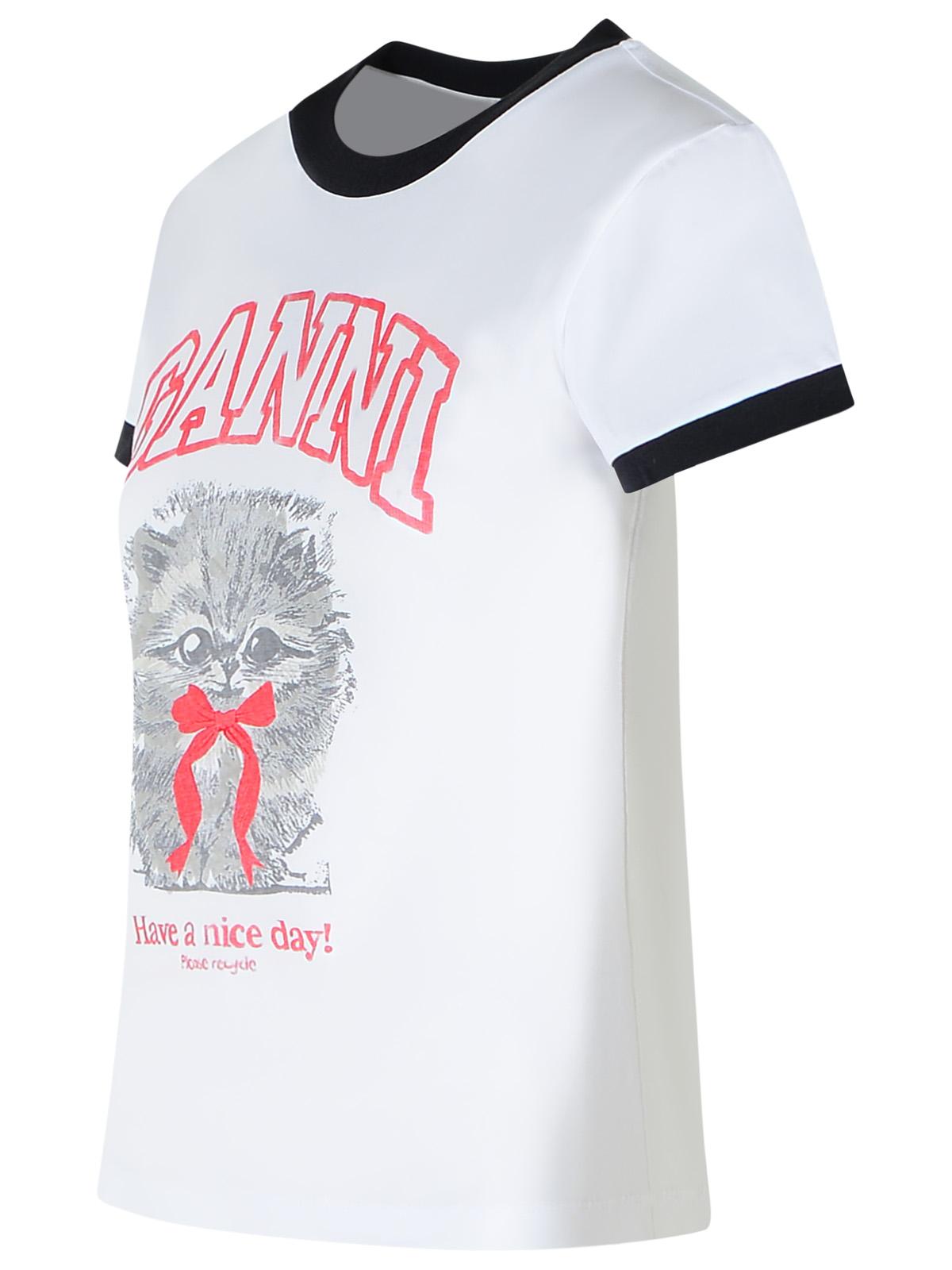 Ganni White Cotton T-Shirt Women GANNI