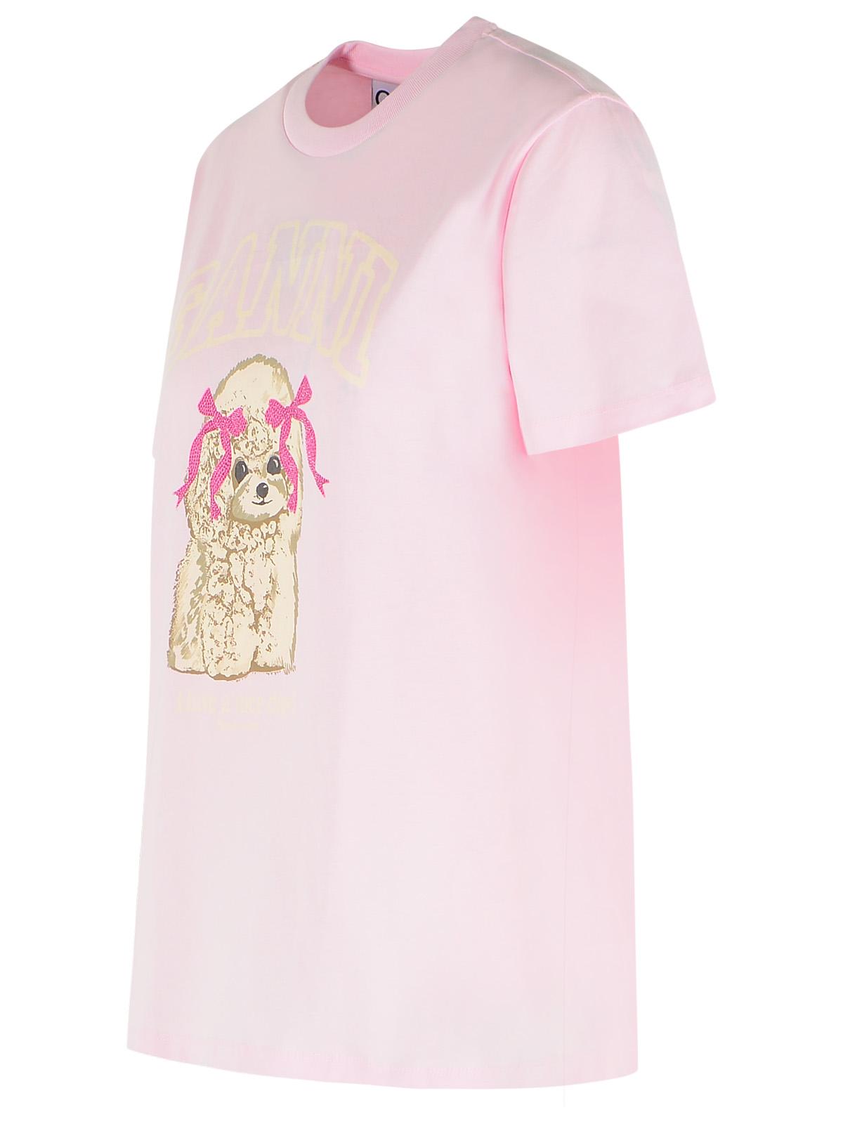 Ganni Pink Cotton T-Shirt Women GANNI