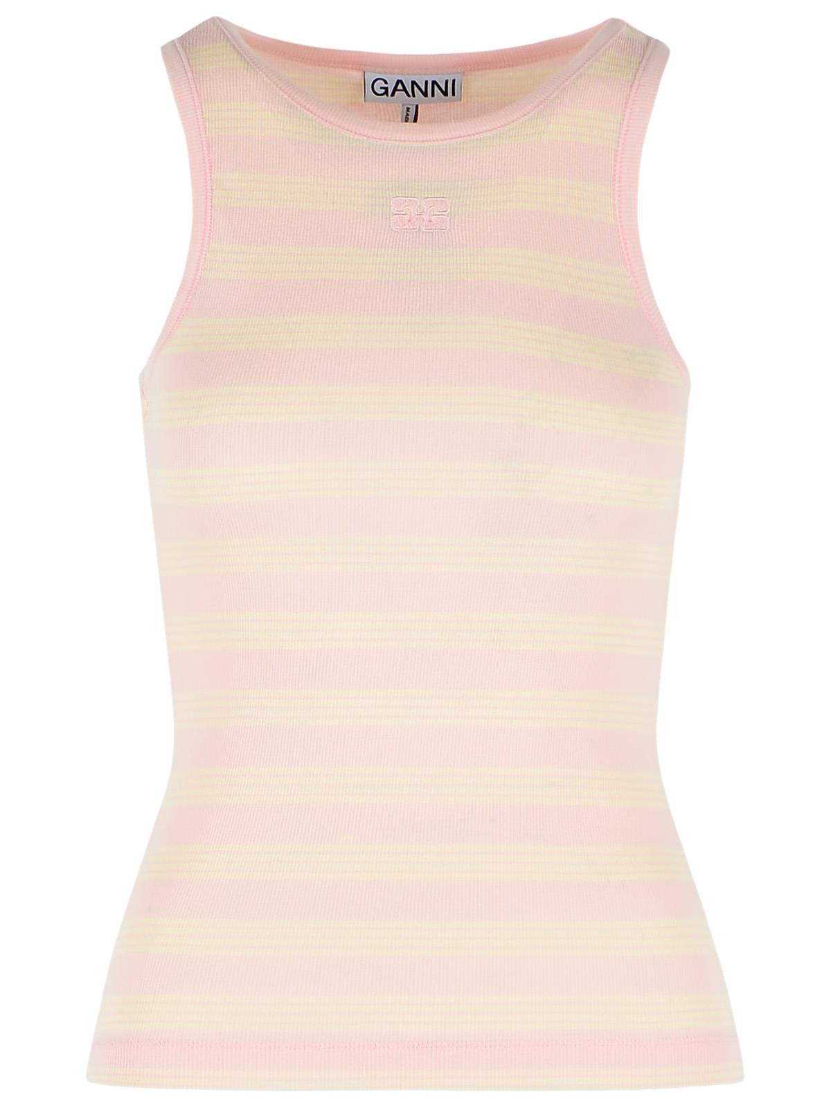 Ganni Pink Stretch Cotton Tank Top Women GANNI