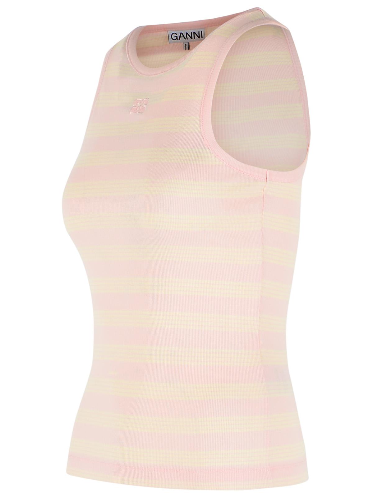 Ganni Pink Stretch Cotton Tank Top Women GANNI