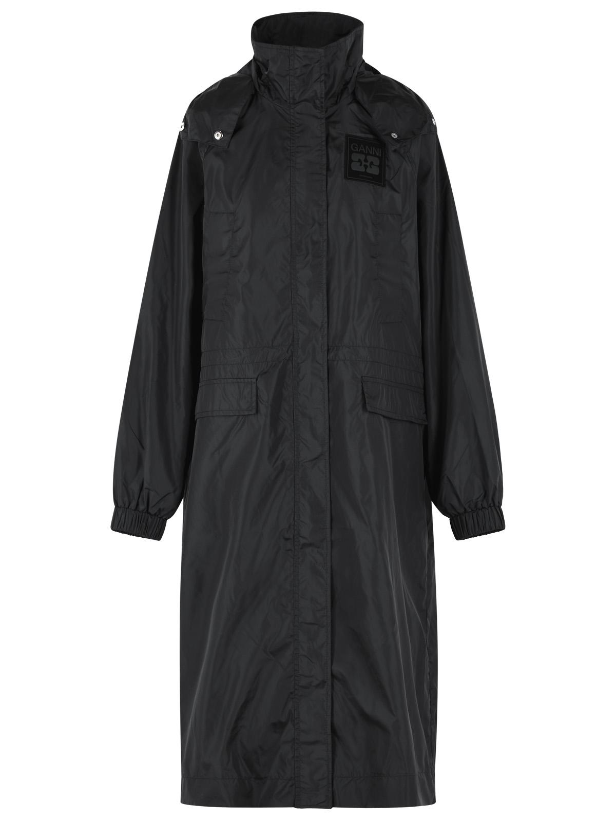 Ganni Black Nylon Raincoat Women GANNI