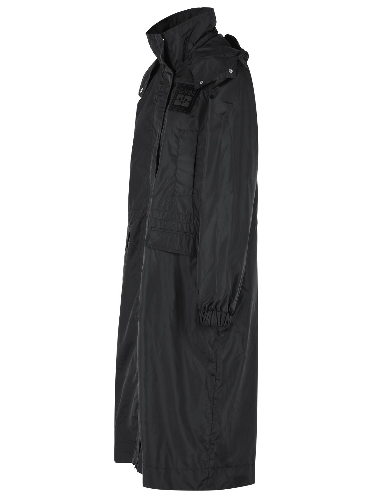 Ganni Black Nylon Raincoat Women GANNI