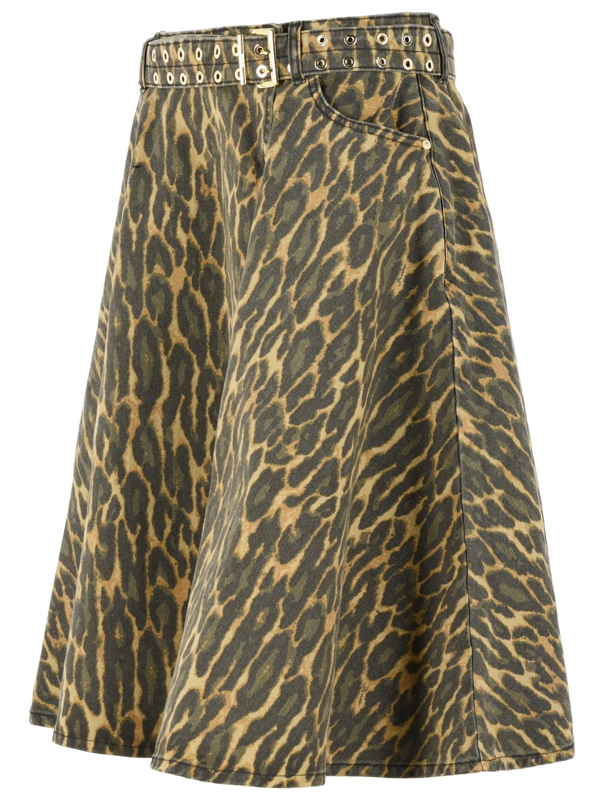 Ganni Leopard Skirt In Cotton Women GANNI
