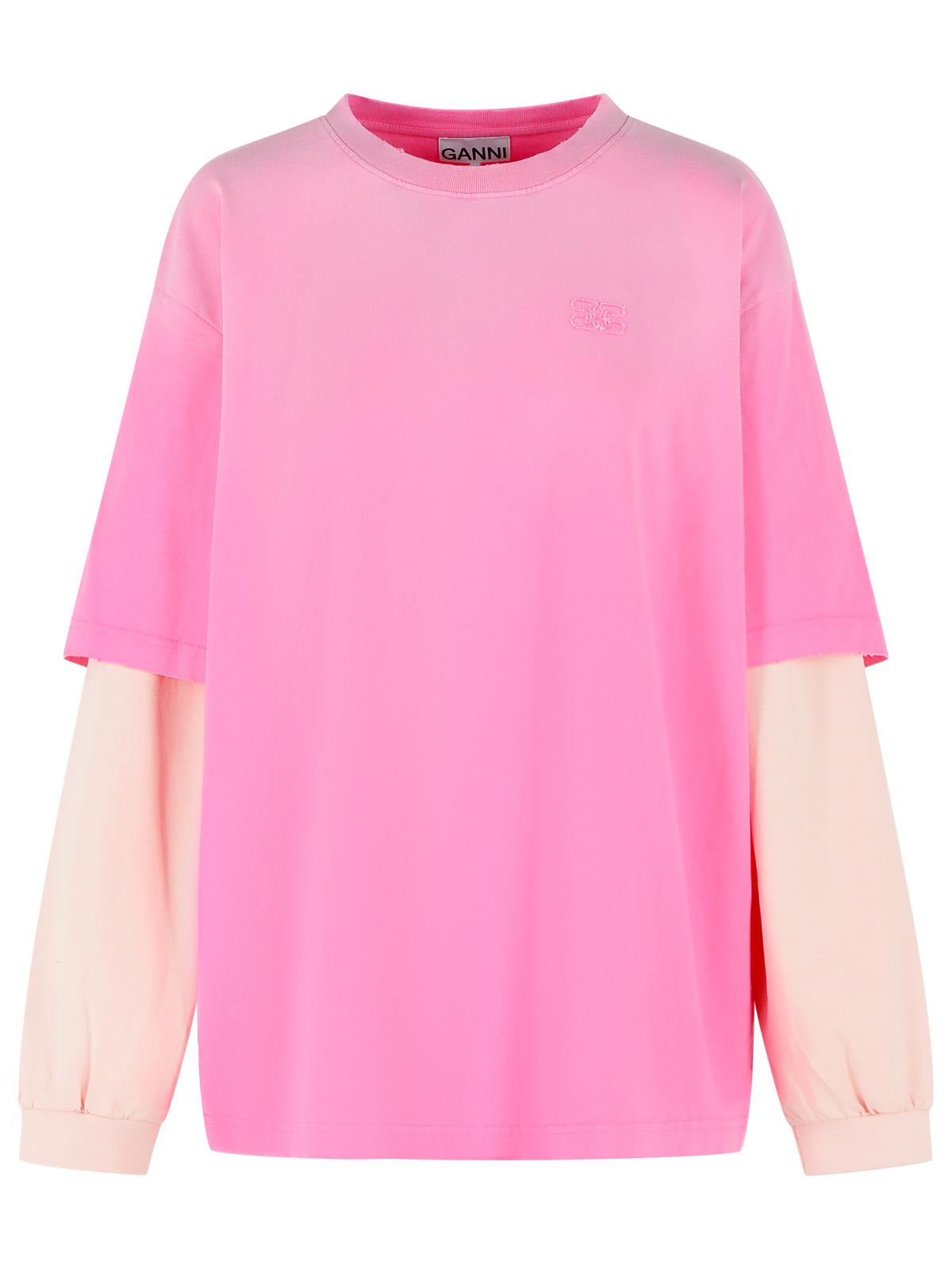 Ganni Pink Cotton T-Shirt Women GANNI