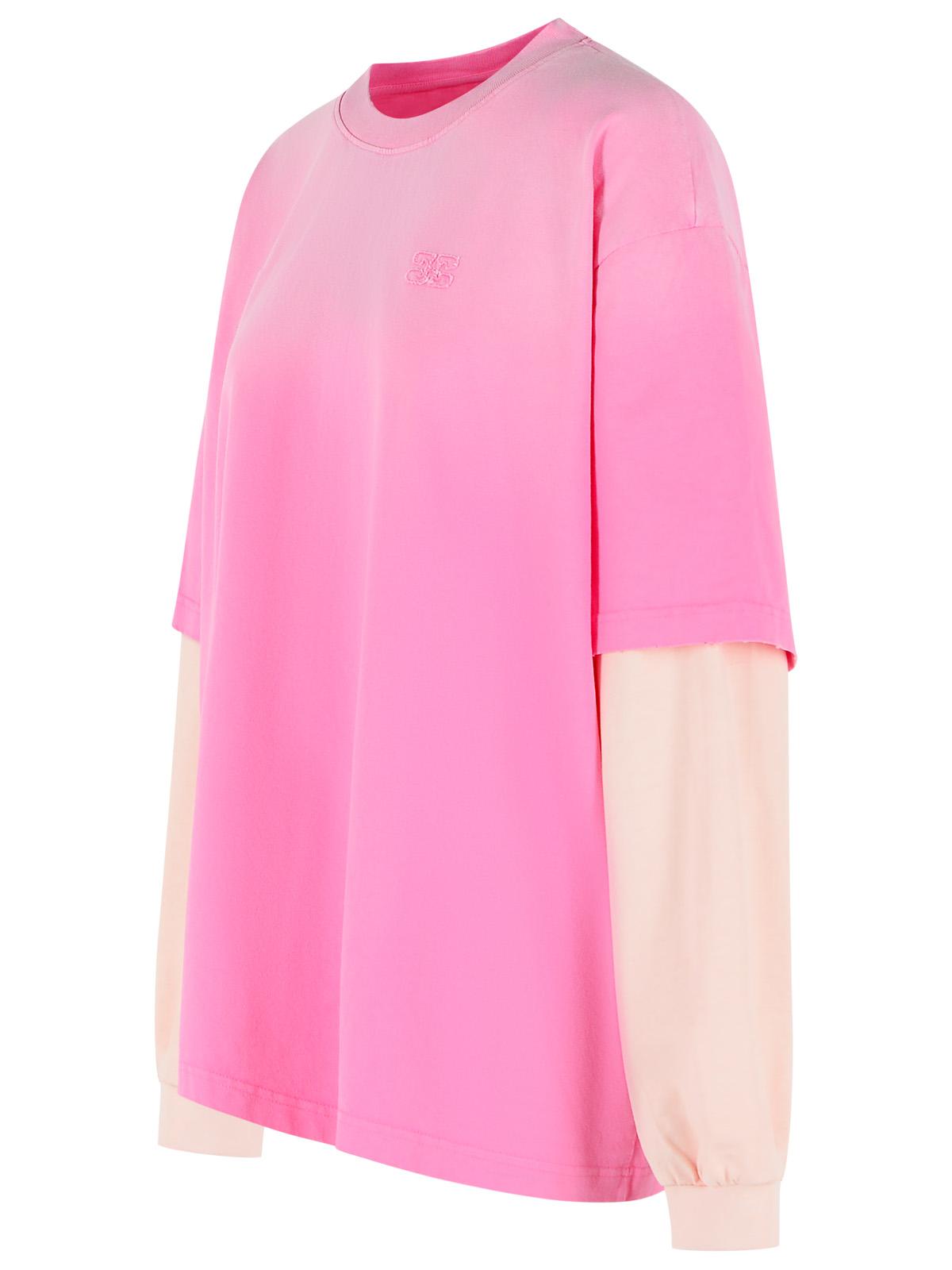 Ganni Pink Cotton T-Shirt Women GANNI