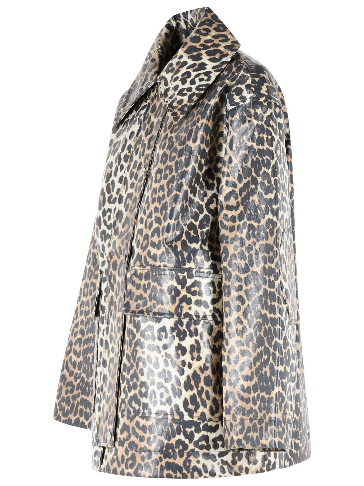 Ganni Leopard Print Cotton Blend Jacket Women GANNI