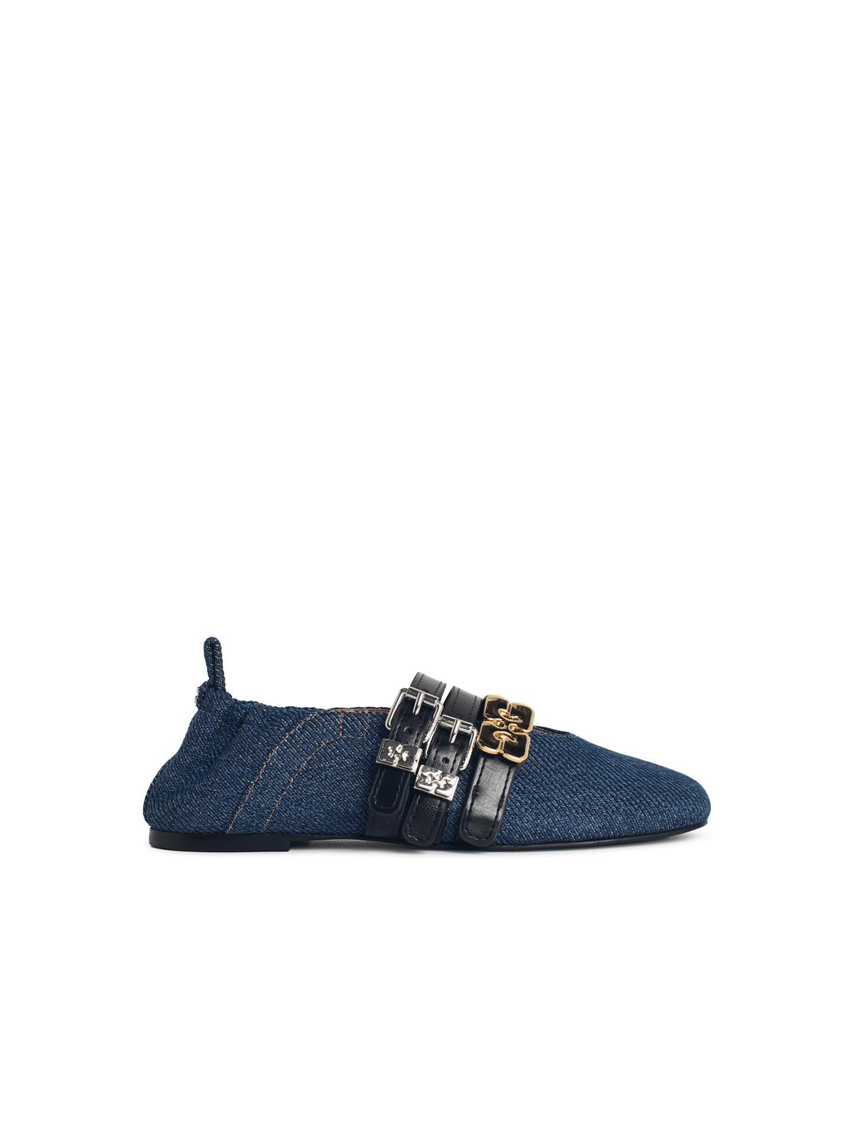 Ganni 'Sporty' Blue Denim Ballet Flats 'Rinse' Women GANNI