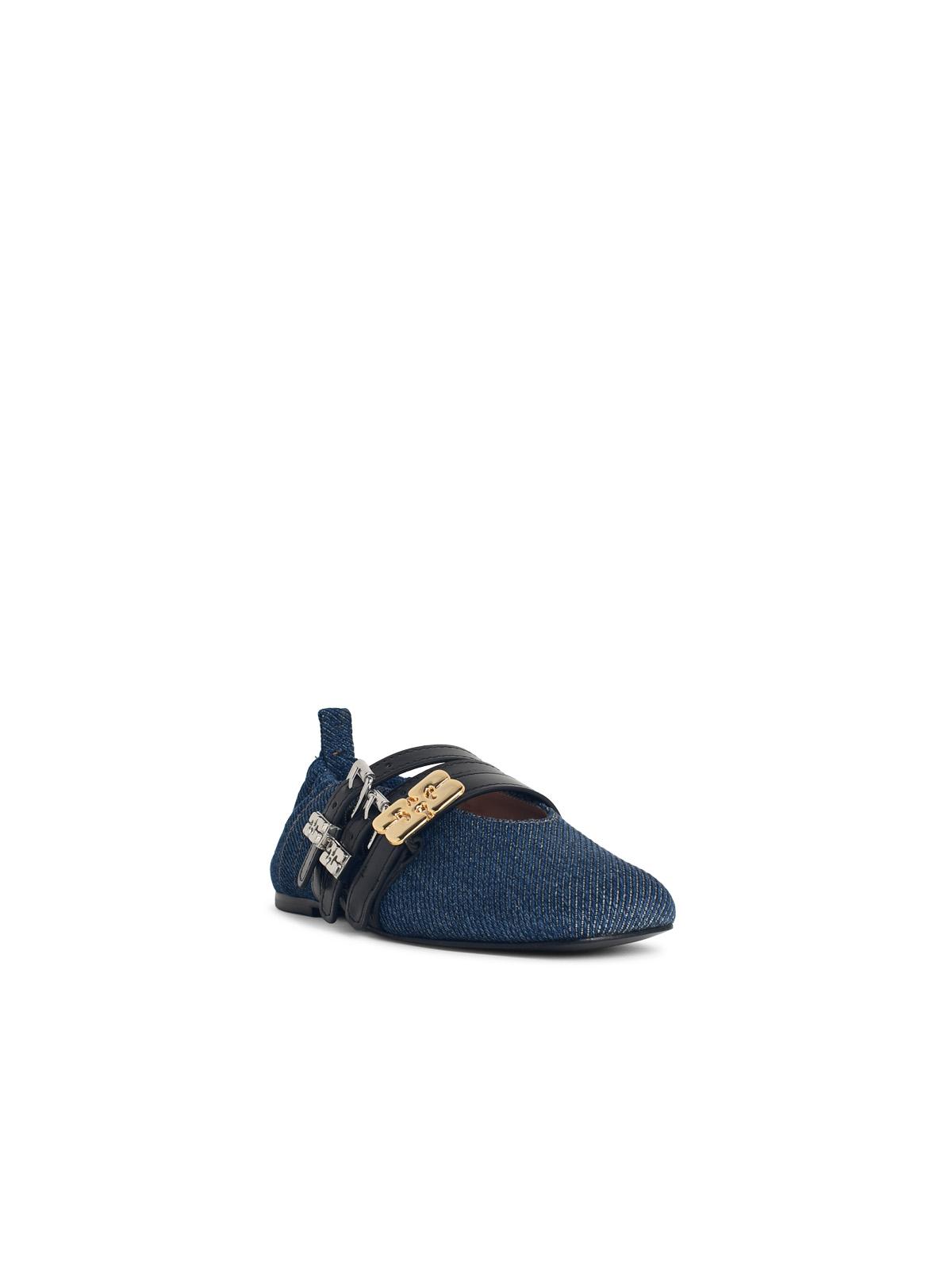 Ganni 'Sporty' Blue Denim Ballet Flats 'Rinse' Women GANNI