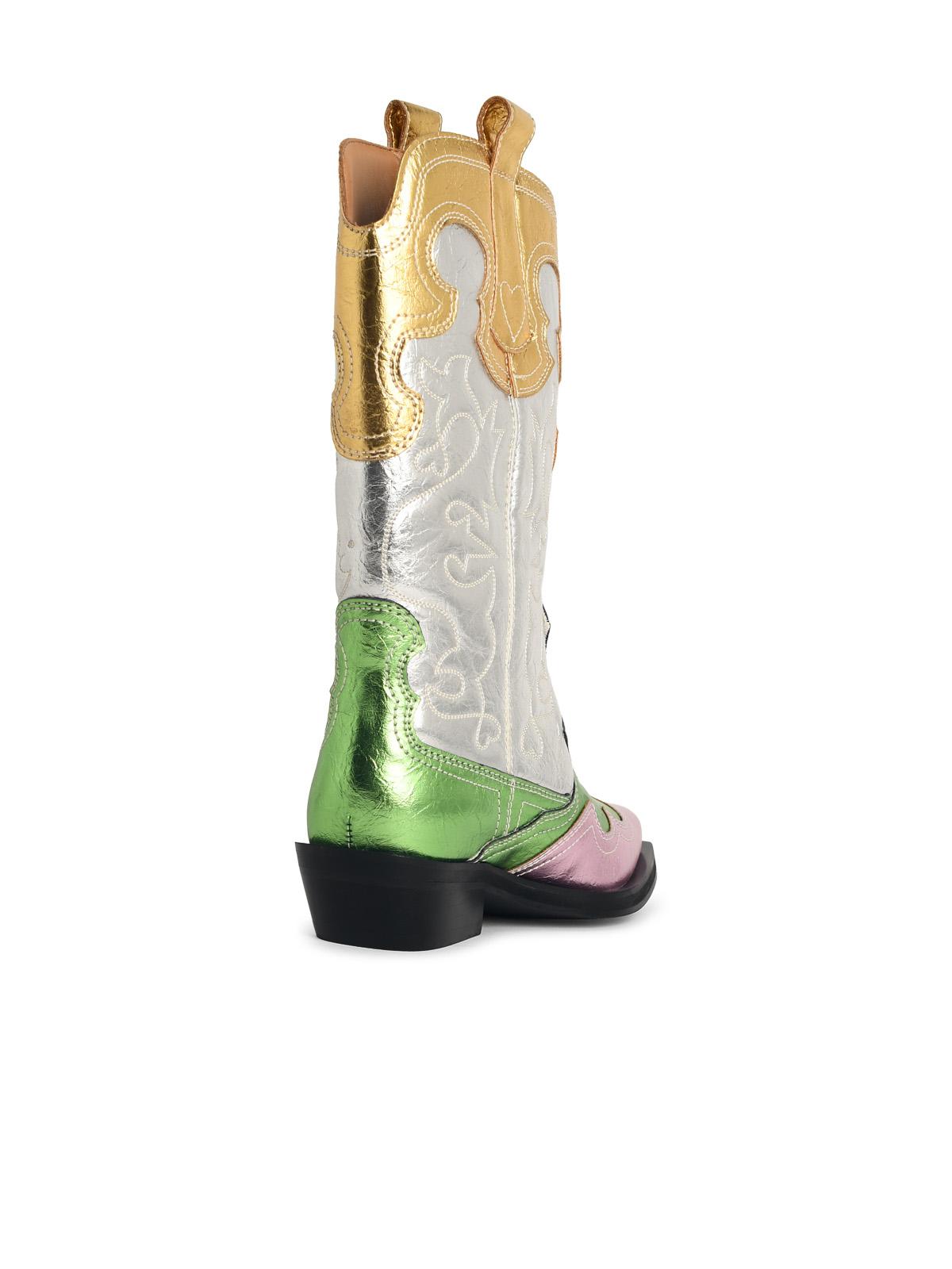 Ganni 'Western' Embroidered Boots With Medium Leg In Multicolored Eco Leather Women GANNI