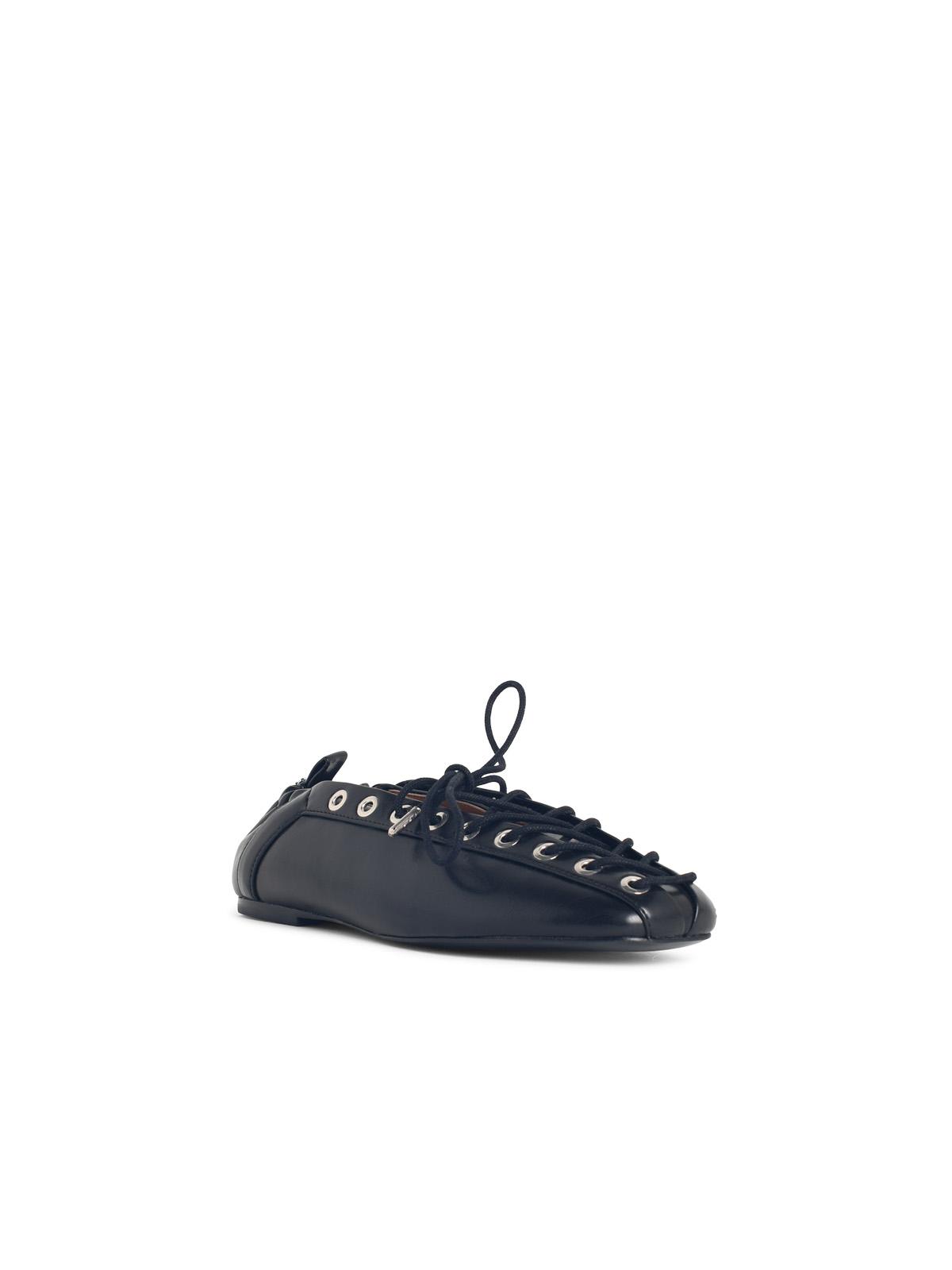 Ganni 'Lace-Up' Black Oleatex Ballet Flats Women GANNI