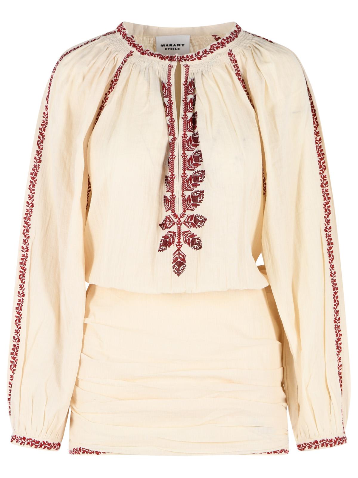 Isabel Marant Etoile 'Ludy' Short Dress In Beige And Red Cotton Women ISABEL MARANT ETOILE