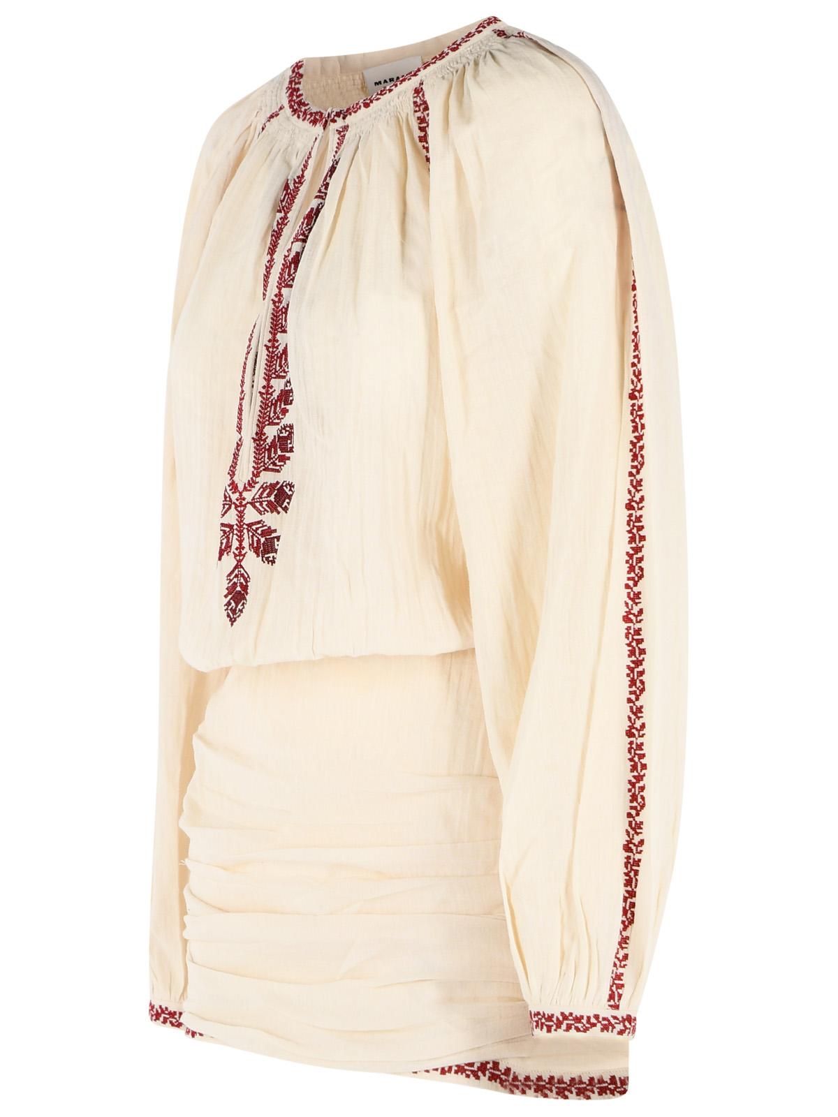 Isabel Marant Etoile 'Ludy' Short Dress In Beige And Red Cotton Women ISABEL MARANT ETOILE