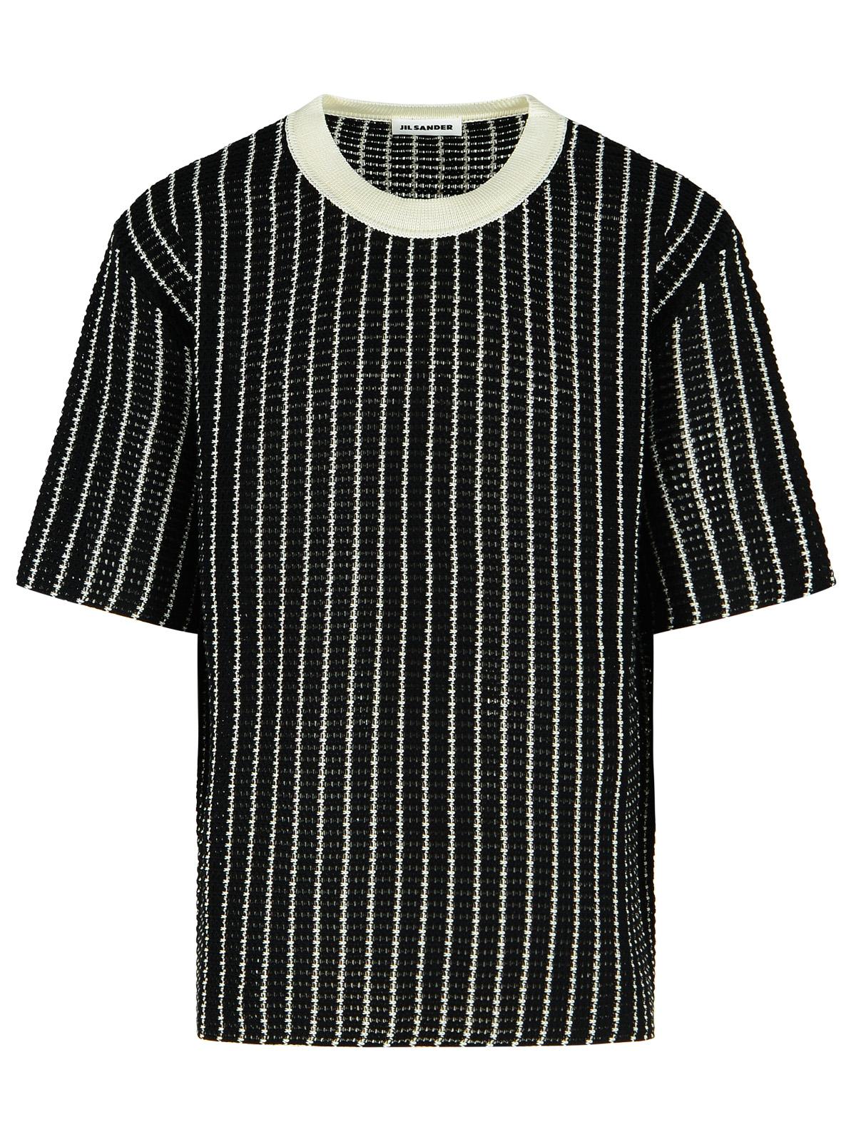 Jil Sander 'Crochet' Black Cotton T-Shirt Men JIL SANDER