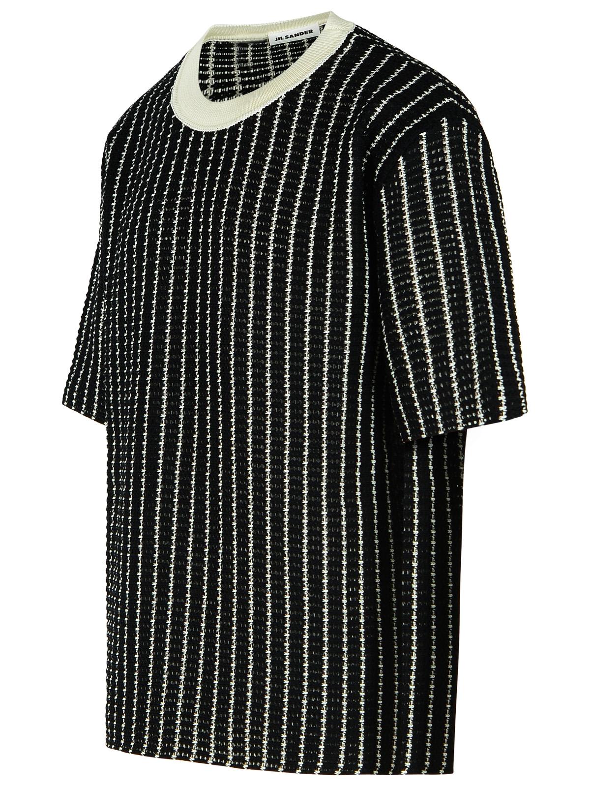 Jil Sander 'Crochet' Black Cotton T-Shirt Men JIL SANDER