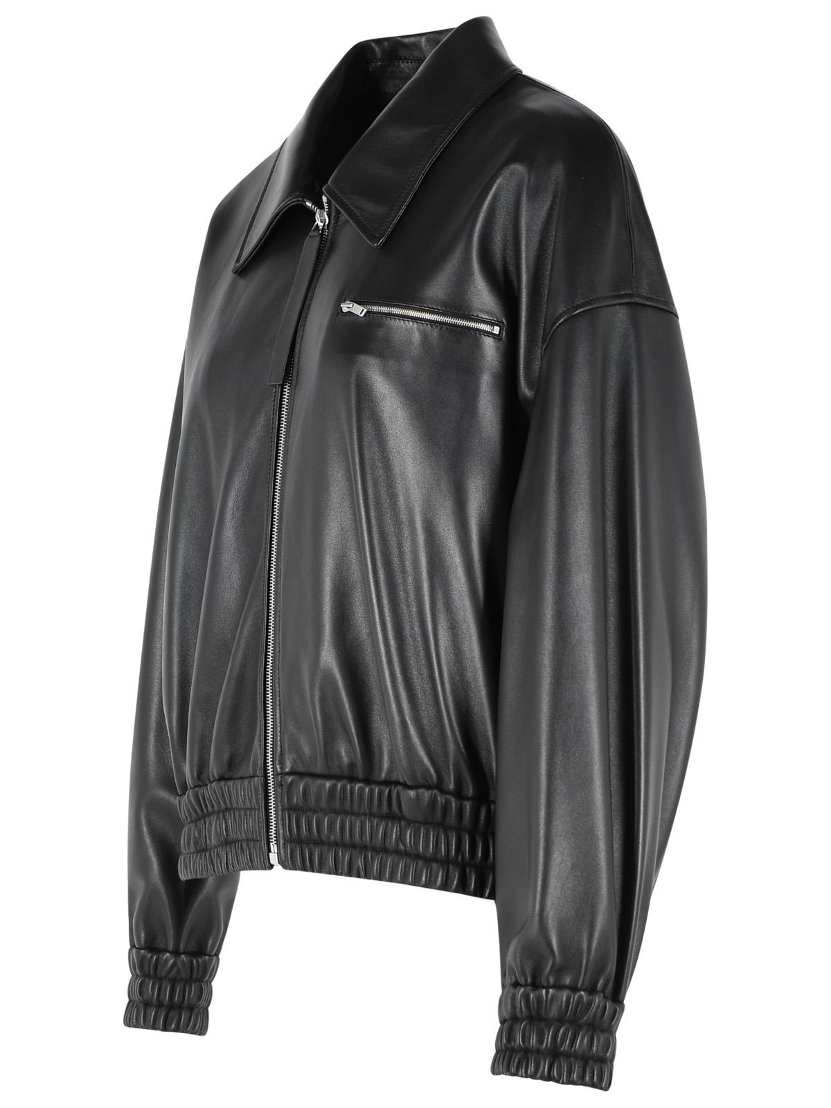 Jil Sander Black Leather Bomber Jacket Women JIL SANDER
