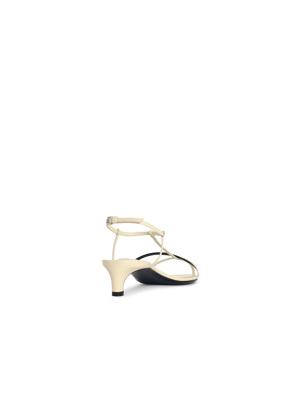 Jil Sander 'Cage' Chalk White Leather Sandals With Two-Tone Woven Straps And Low Heels Women JIL SANDER