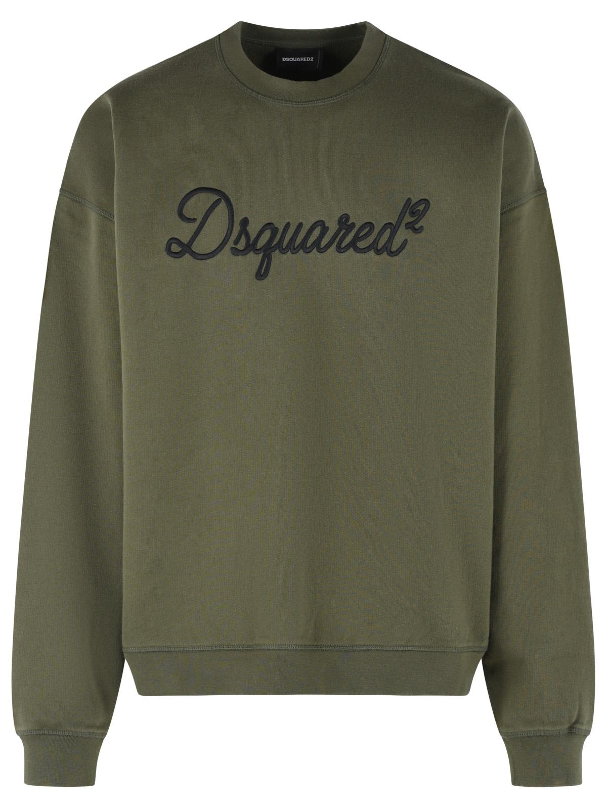 Dsquared2 Green Cotton Sweatshirt Men DSQUARED2