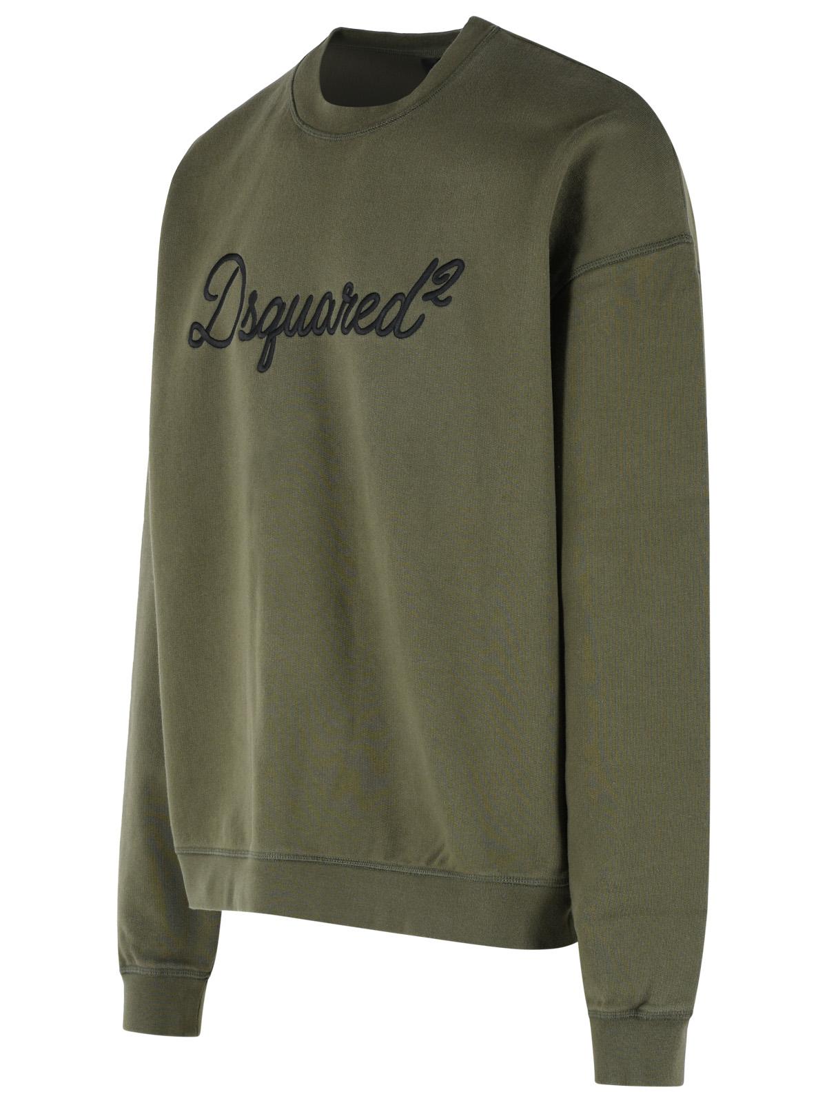 Dsquared2 Green Cotton Sweatshirt Men DSQUARED2
