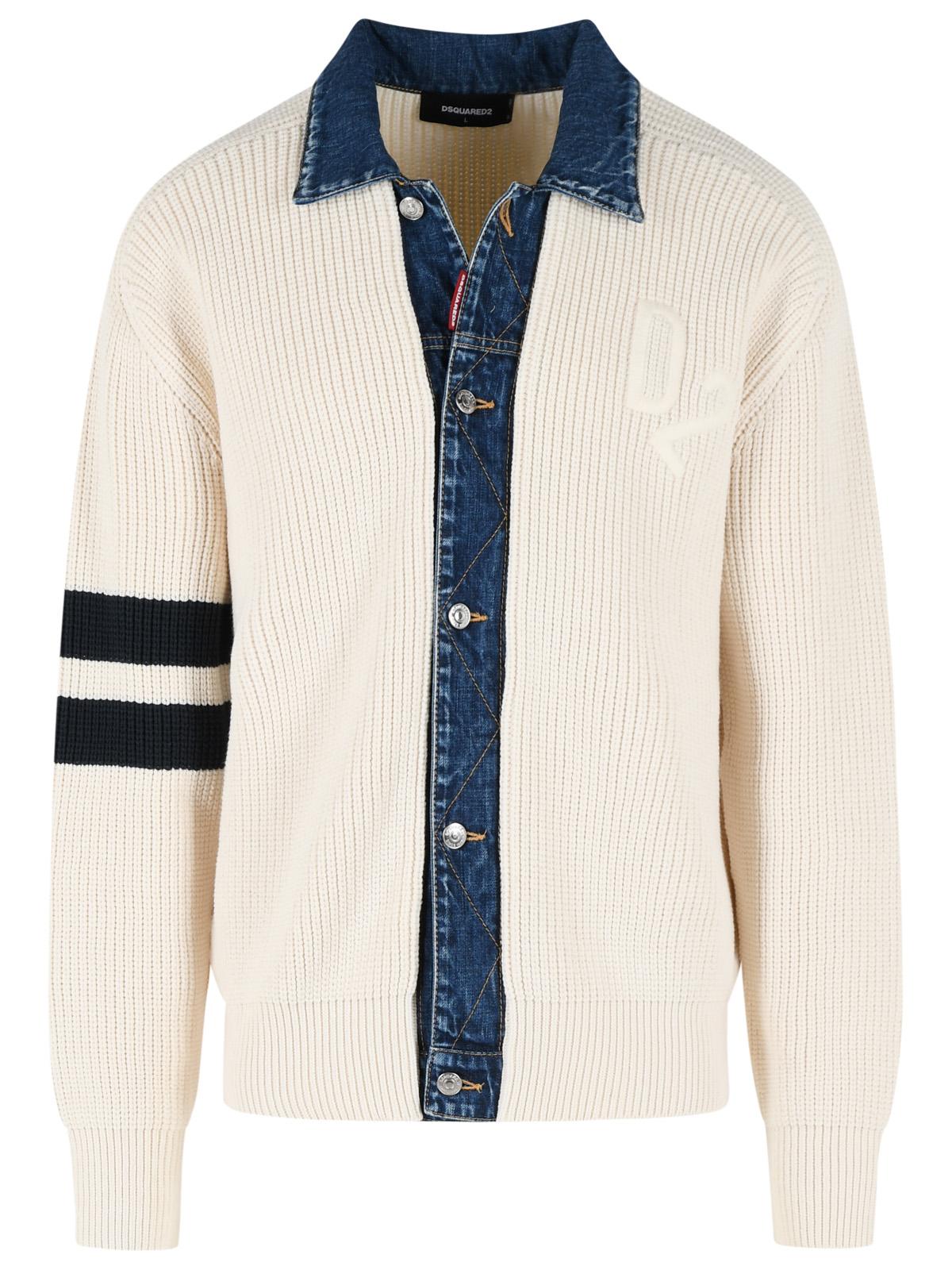 Dsquared2 Light Beige Cotton Blend Sweater Men DSQUARED2