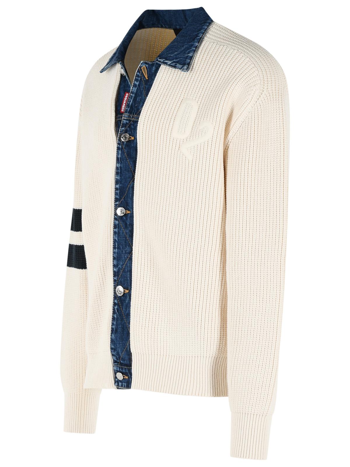Dsquared2 Light Beige Cotton Blend Sweater Men DSQUARED2