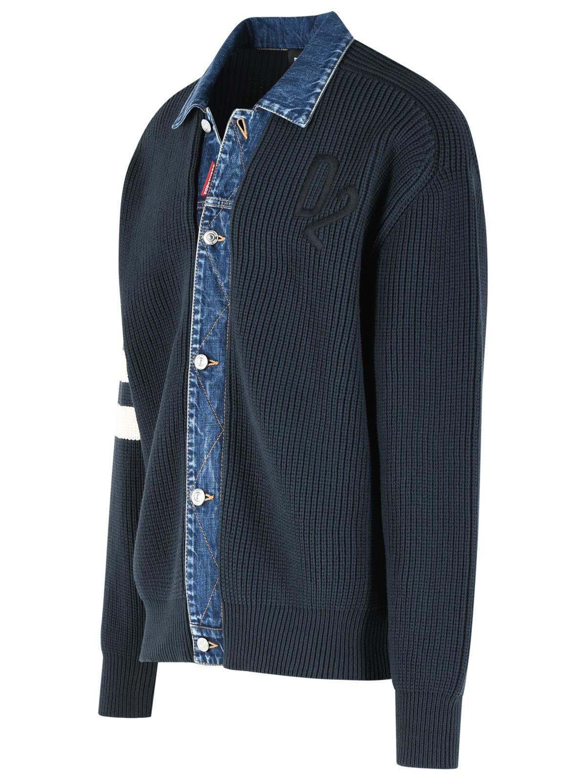 Dsquared2 Blue Cotton Blend Sweater Men DSQUARED2