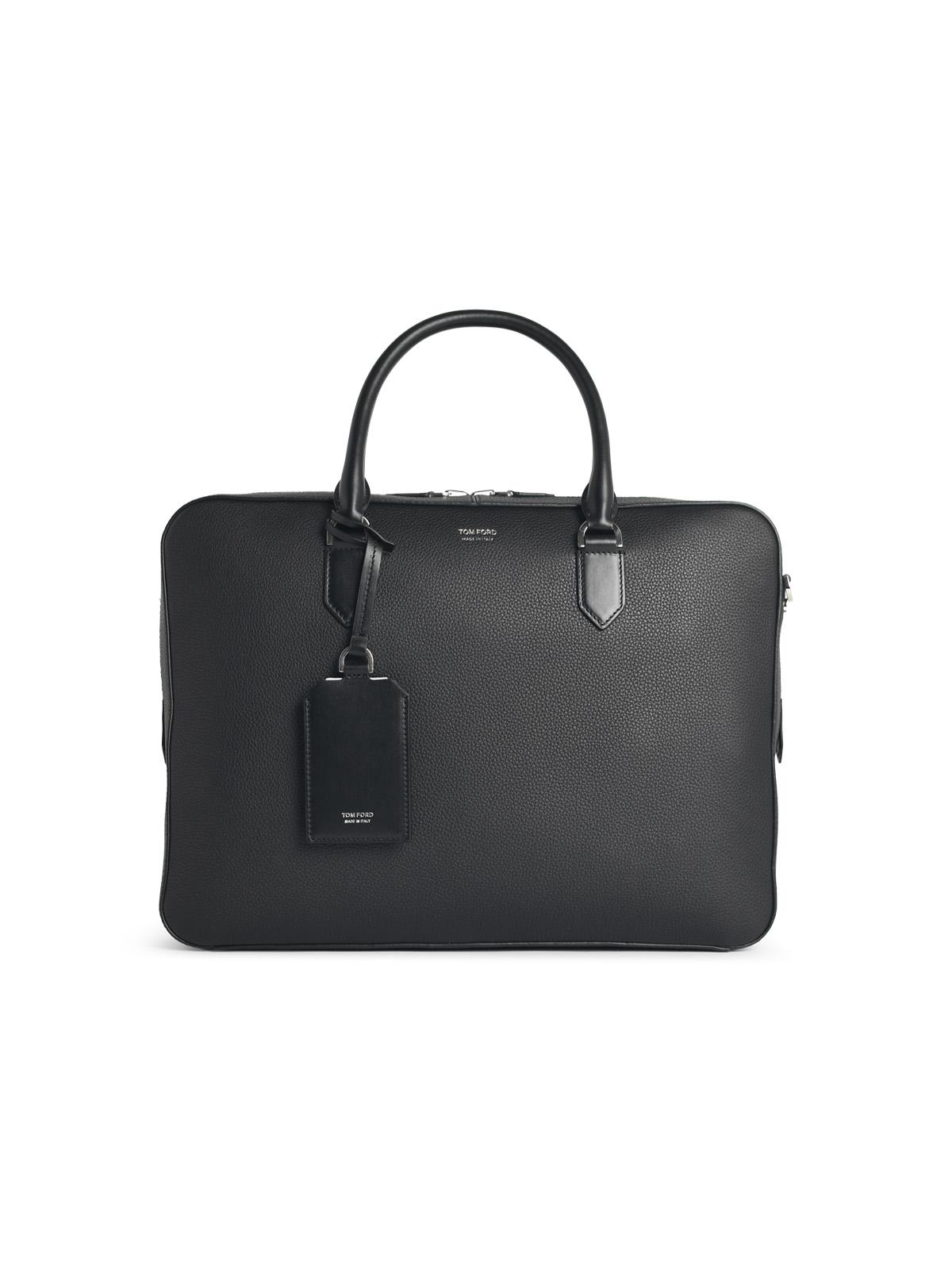 Tom Ford Black Full-Grain Leather Briefcase Bag Men TOM FORD