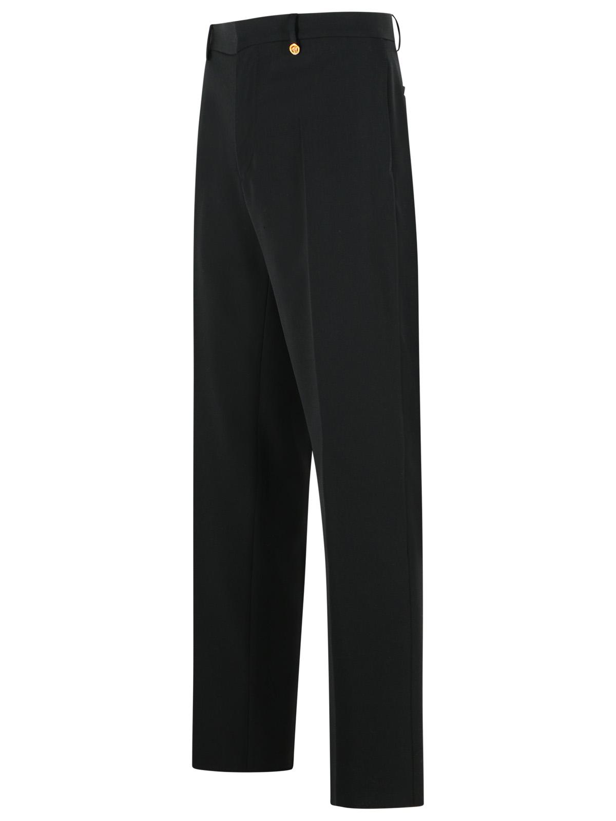Versace Black Virgin Wool Trousers Men VERSACE