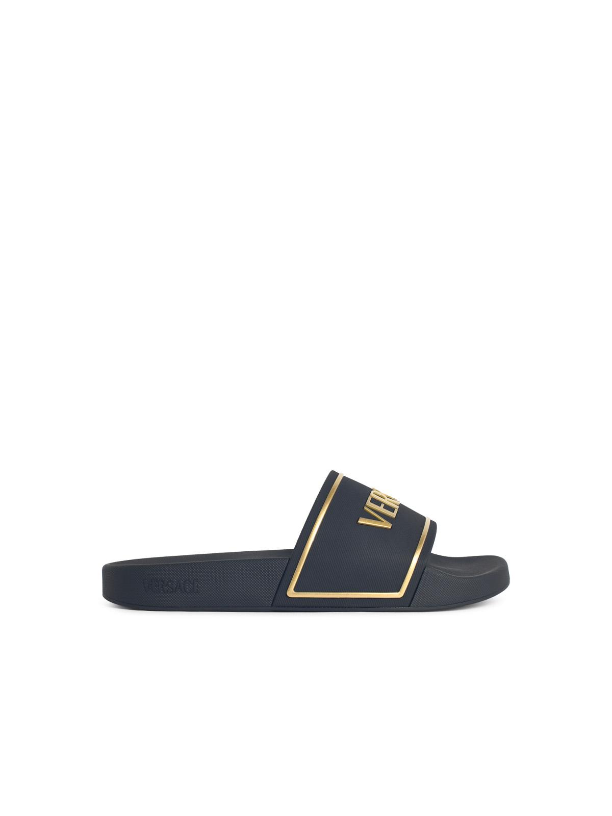 Versace Black Rubber Slippers Men VERSACE