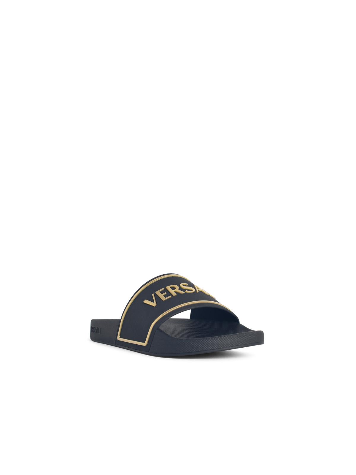 Versace Black Rubber Slippers Men VERSACE
