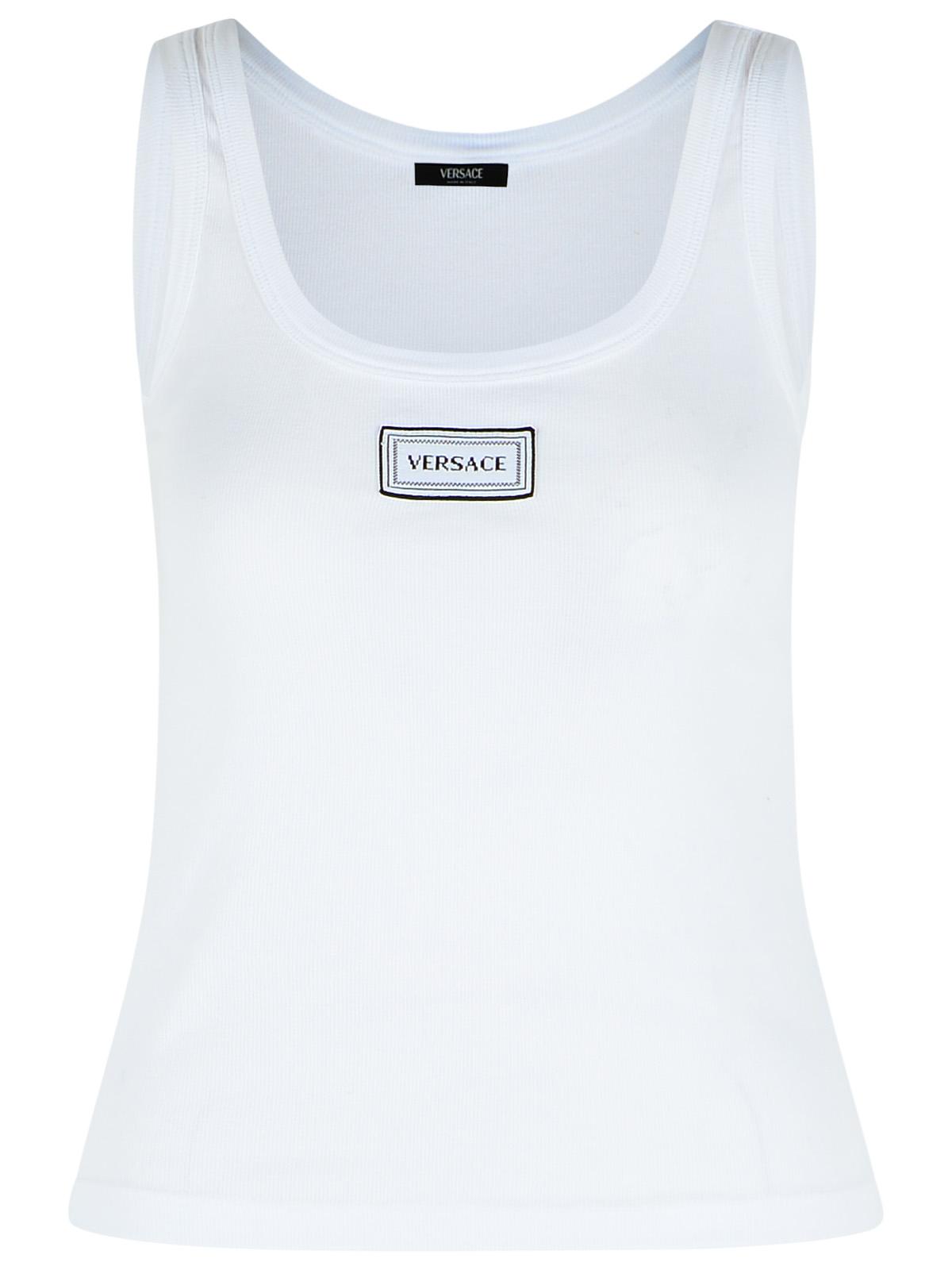 Versace White Cotton Tank Top Women VERSACE