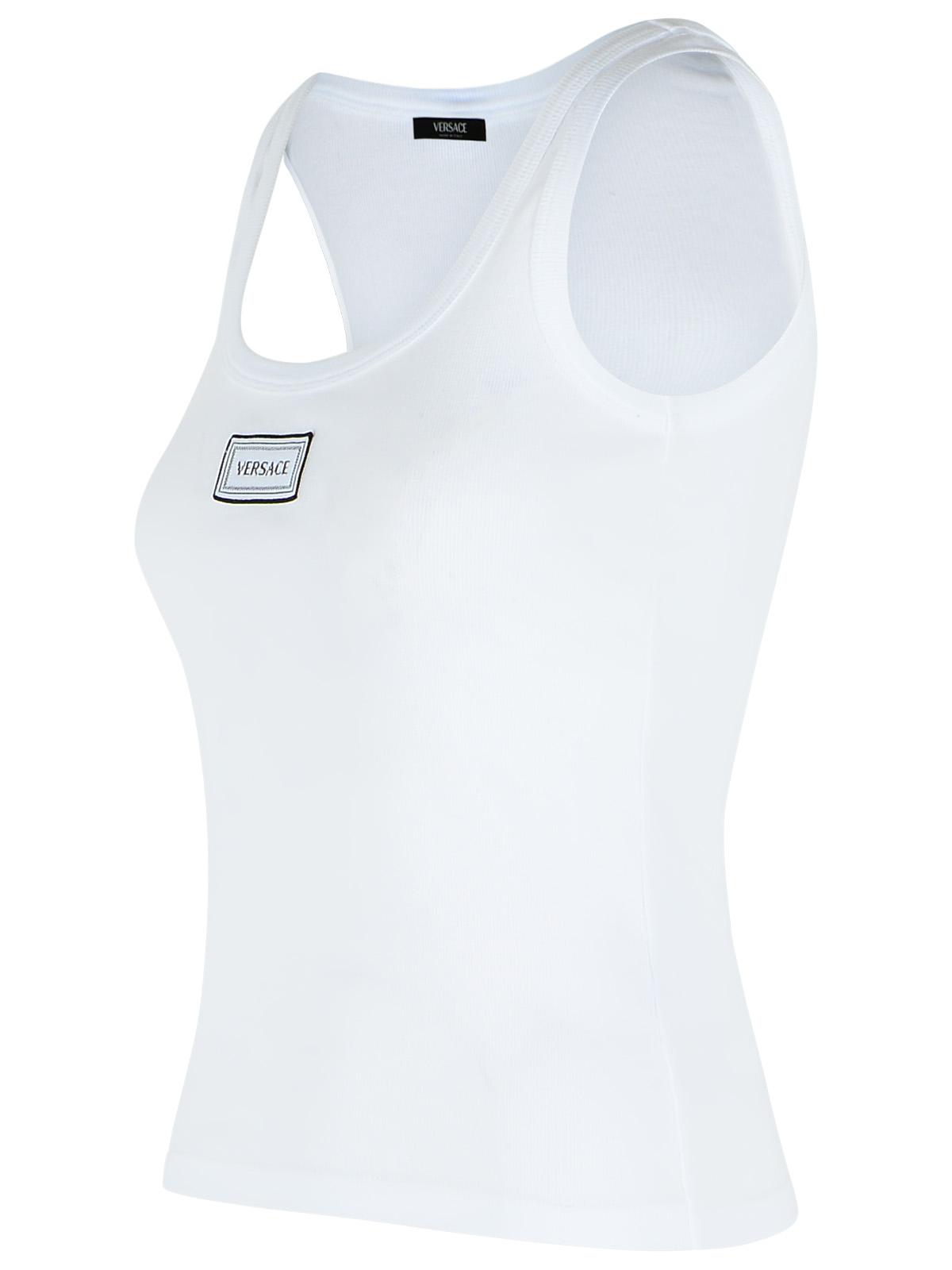 Versace White Cotton Tank Top Women VERSACE