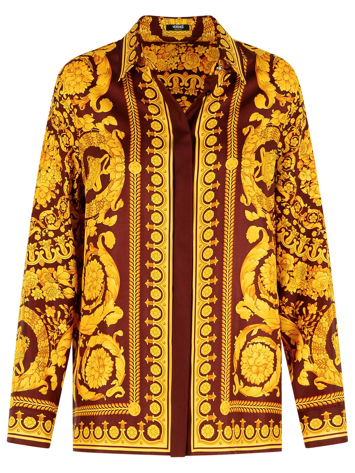 Versace Brown And Gold 'Barocco' Silk Shirt Women VERSACE