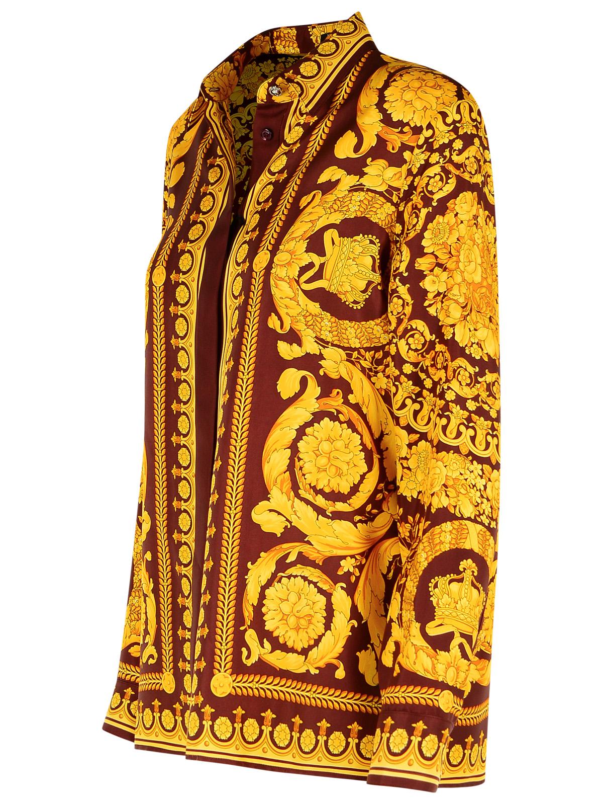 Versace Brown And Gold 'Barocco' Silk Shirt Women VERSACE