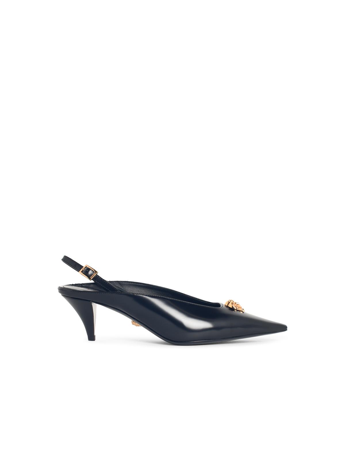 Versace 'La Medusa' Black Leather Slingbacks Women VERSACE
