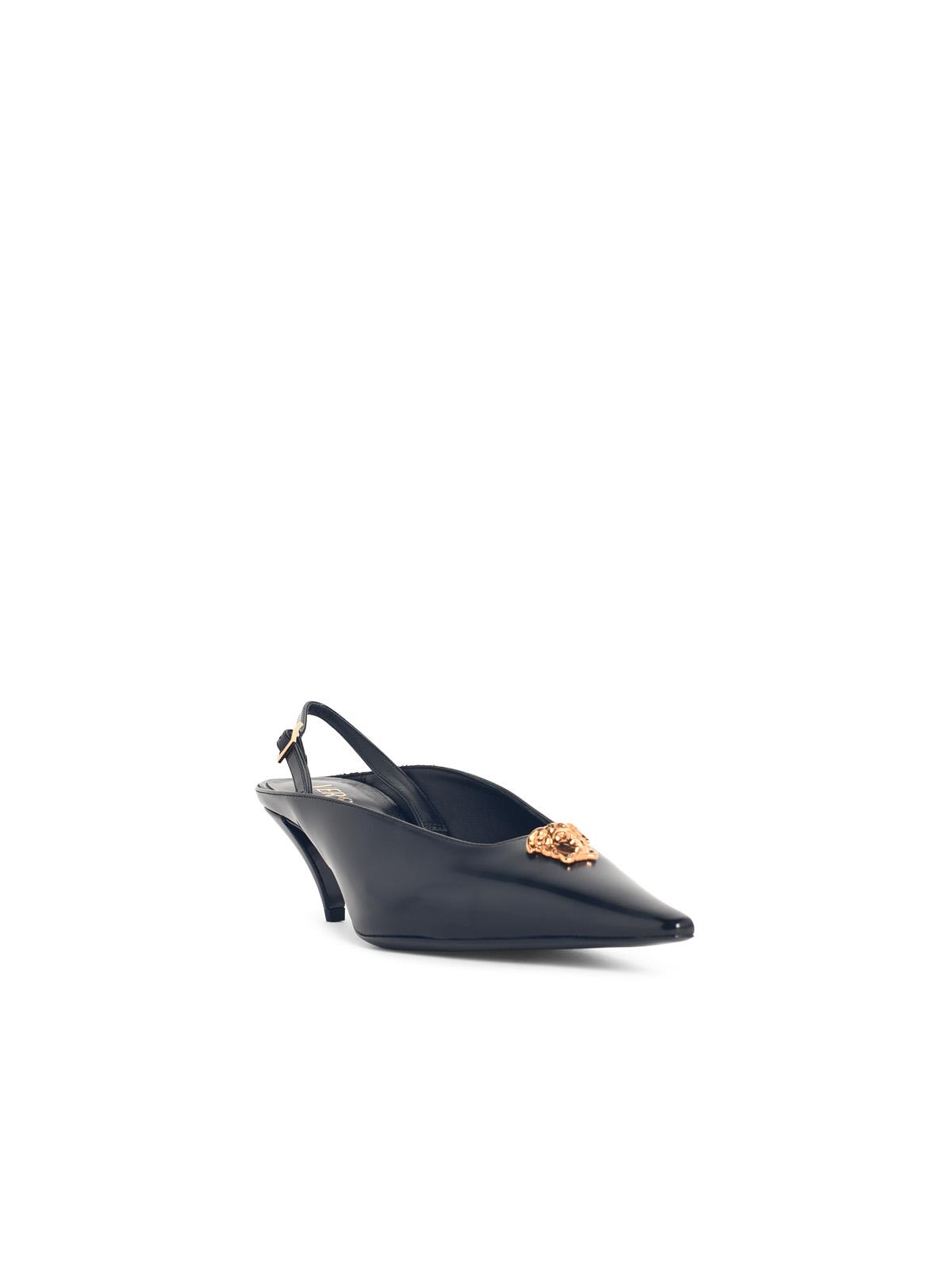 Versace 'La Medusa' Black Leather Slingbacks Women VERSACE