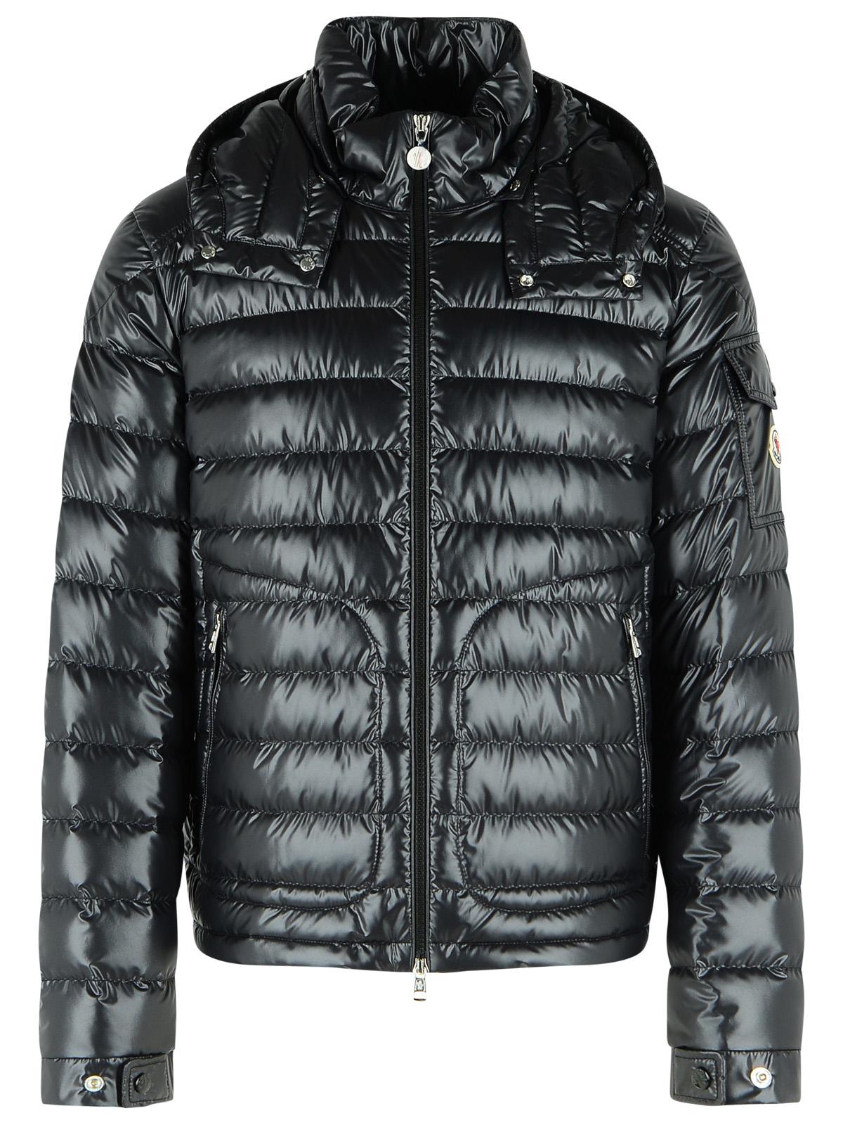 Moncler 'Lauros' Short Hooded Down Jacket In Black Polyester Men