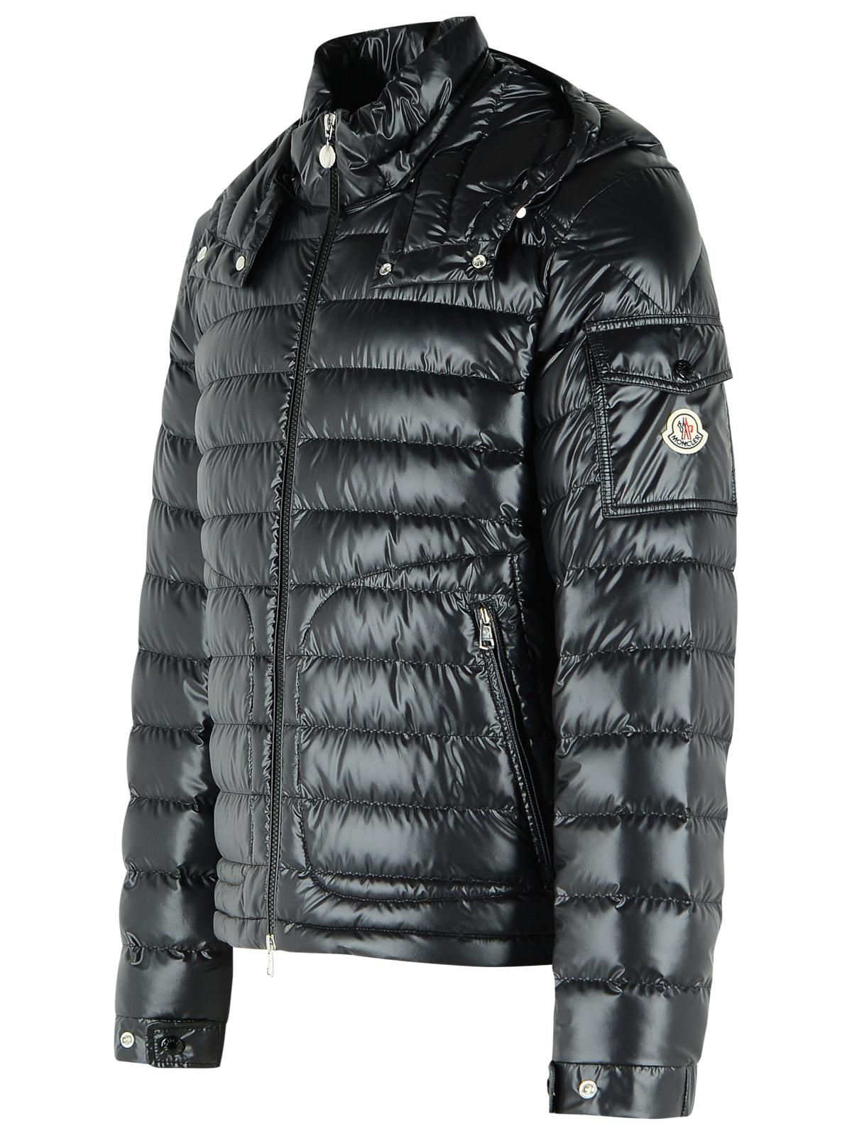 Moncler 'Lauros' Short Hooded Down Jacket In Black Polyester Men